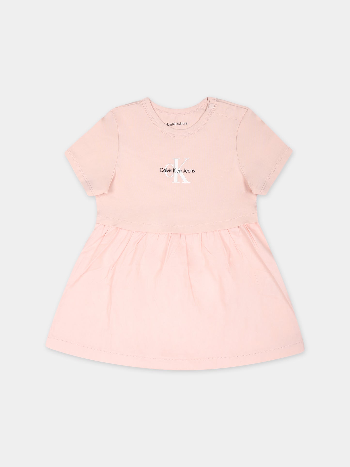 Vestito rosa per neonata con logo,Calvin Klein Kids,24SMCKIN0IN00172 TF6