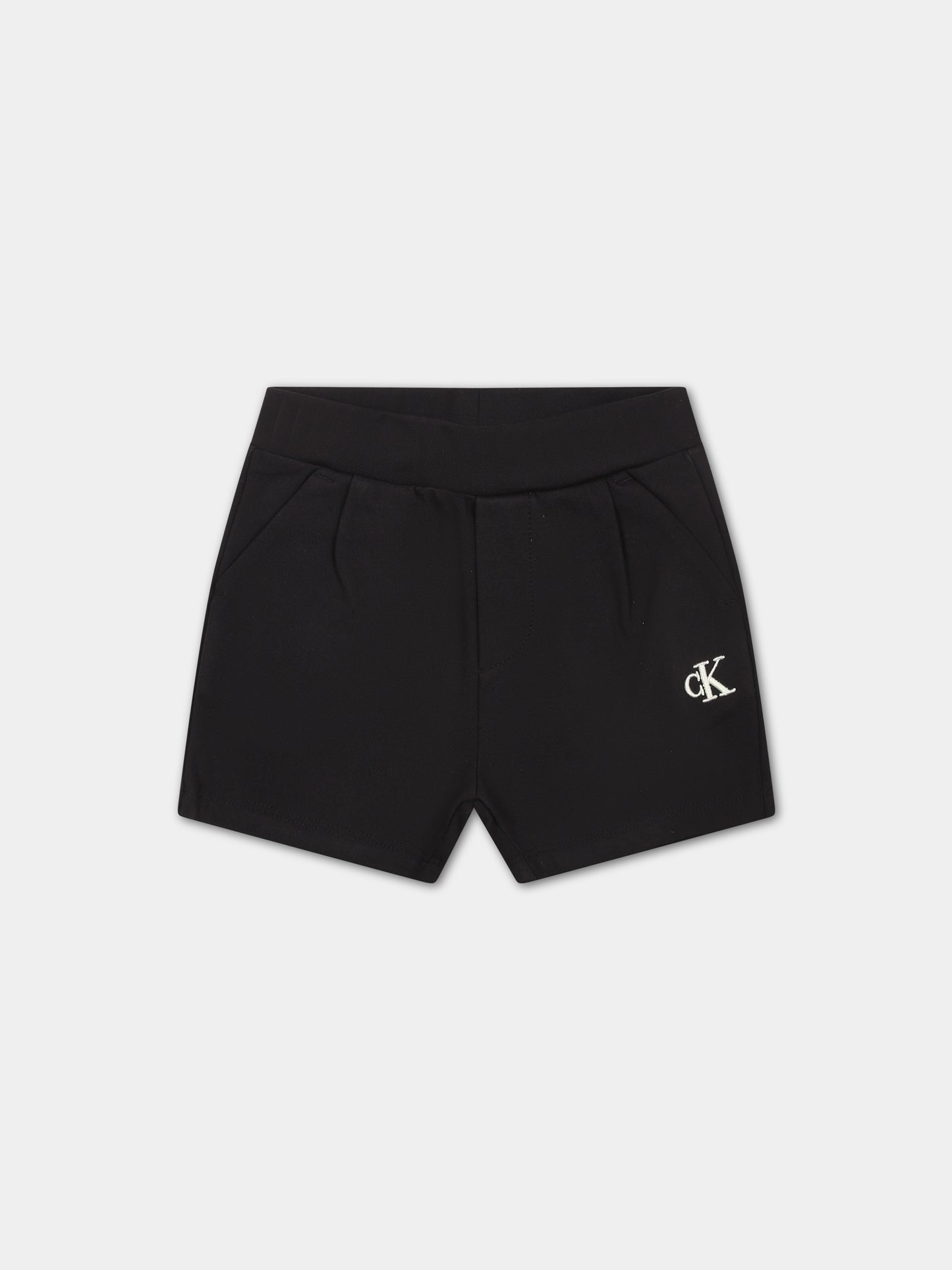 Shorts sportivo nero per neonato con logo,Calvin Klein Kids,24SMCKIN0IN00174 BEH