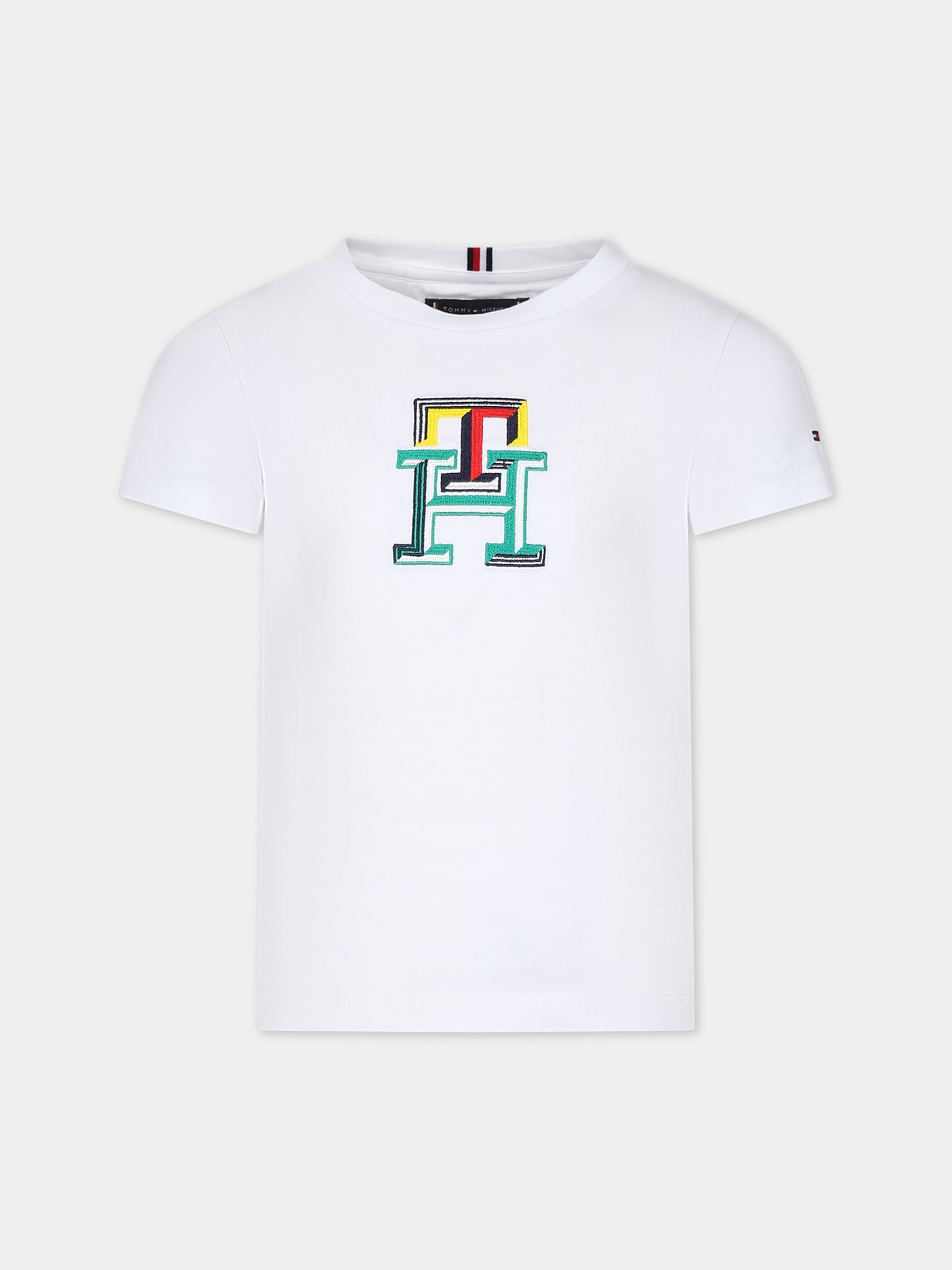 T-shirt bianca per bambino con logo,Tommy Hilfiger Junior,24SMTHKB0KB08813 YBR