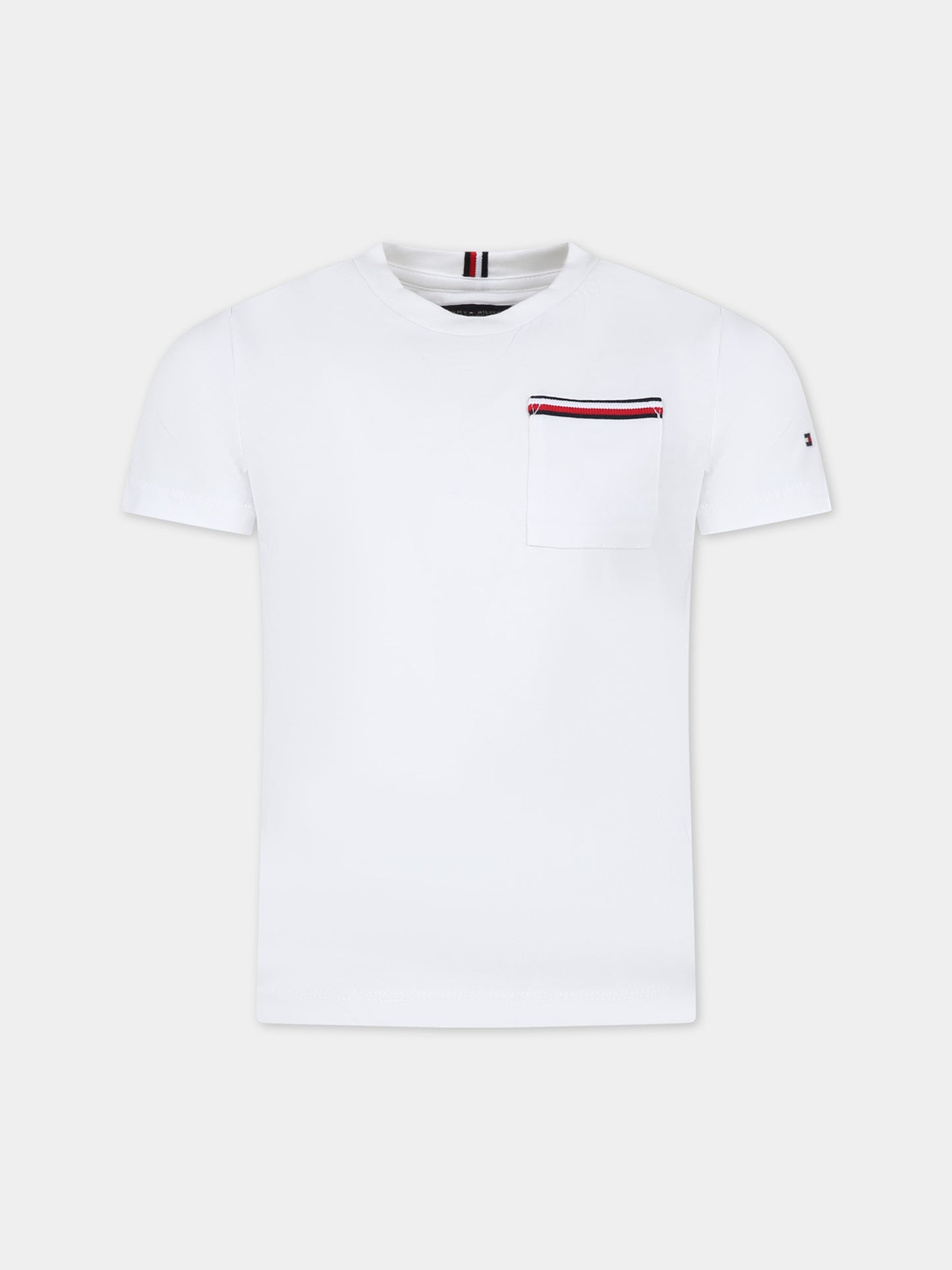 T-shirt bianca per bambino con logo,Tommy Hilfiger Junior,24SMTHKB0KB08817 YBR