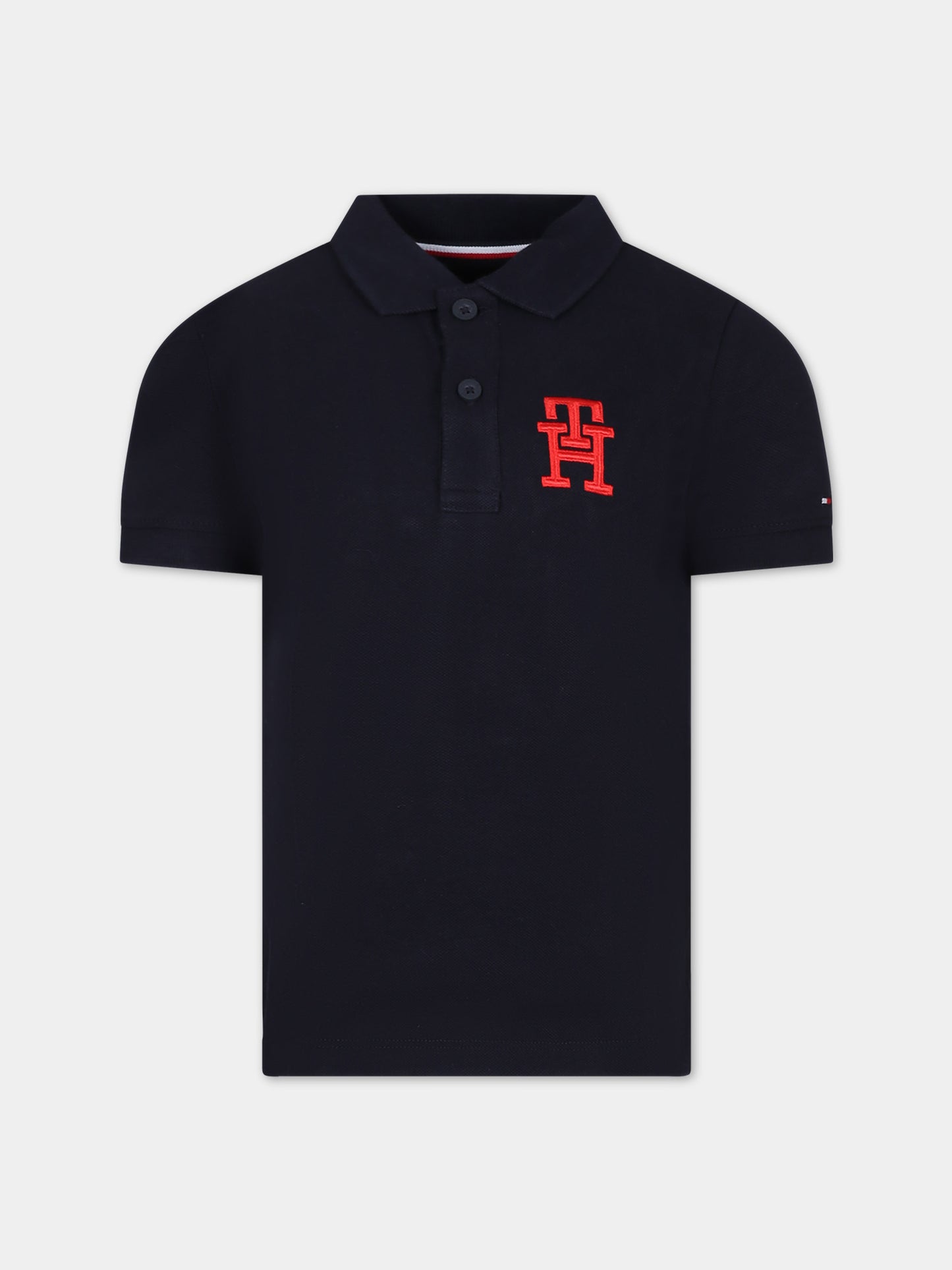Polo blu per bambino con logo,Tommy Hilfiger Junior,24SMTHKB0KB08853 DW5