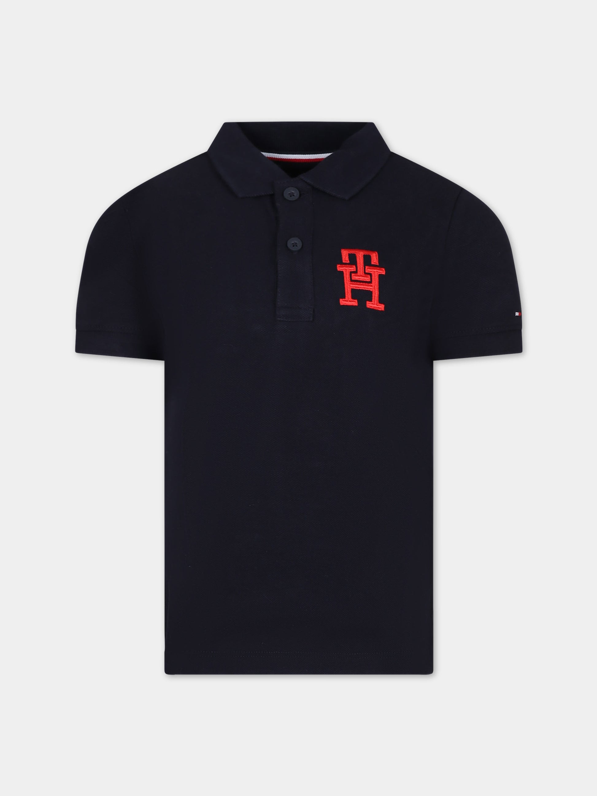 Polo blu per bambino con logo,Tommy Hilfiger Junior,24SMTHKB0KB08853 DW5