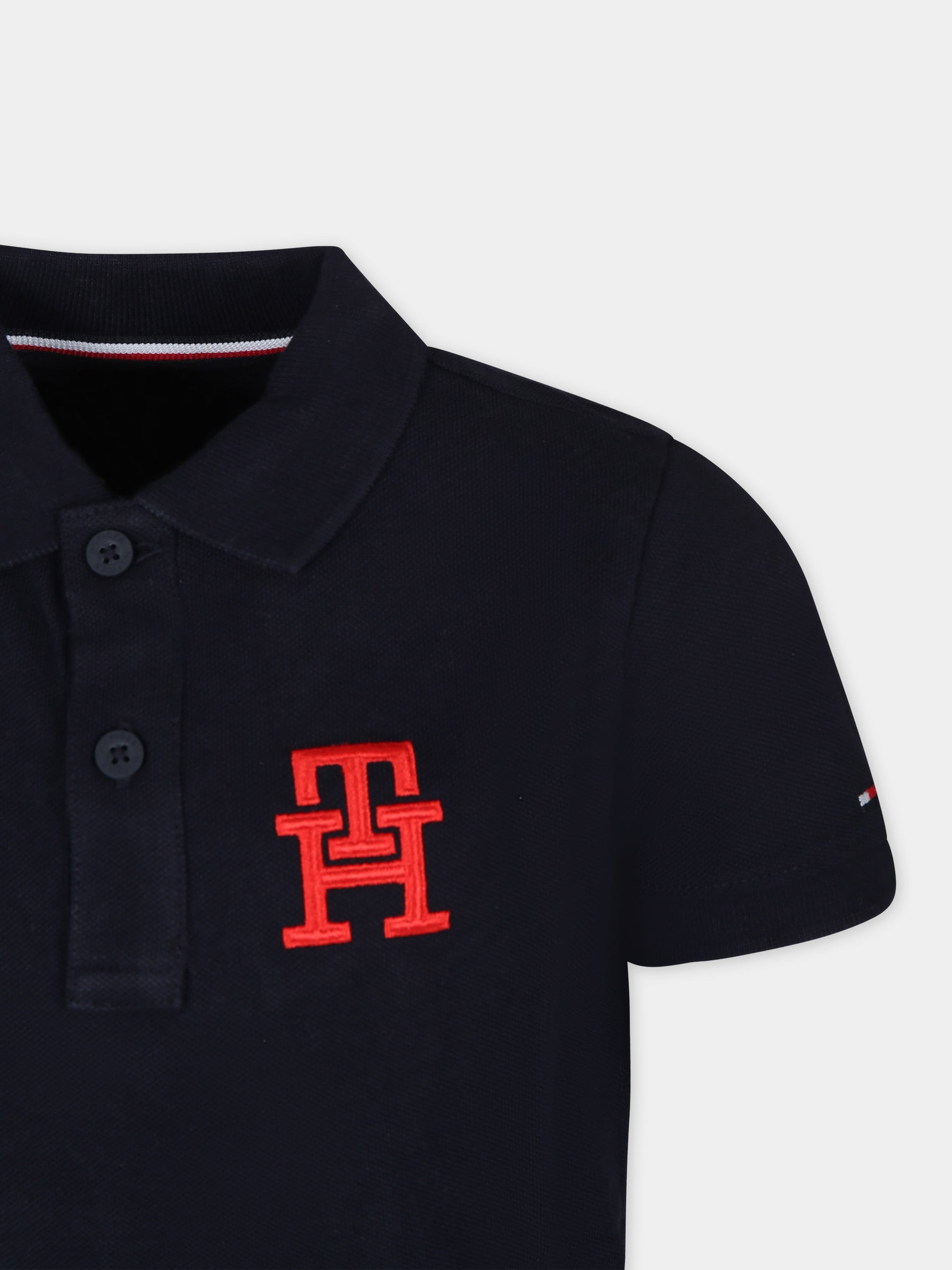 Polo blu per bambino con logo,Tommy Hilfiger Junior,24SMTHKB0KB08853 DW5