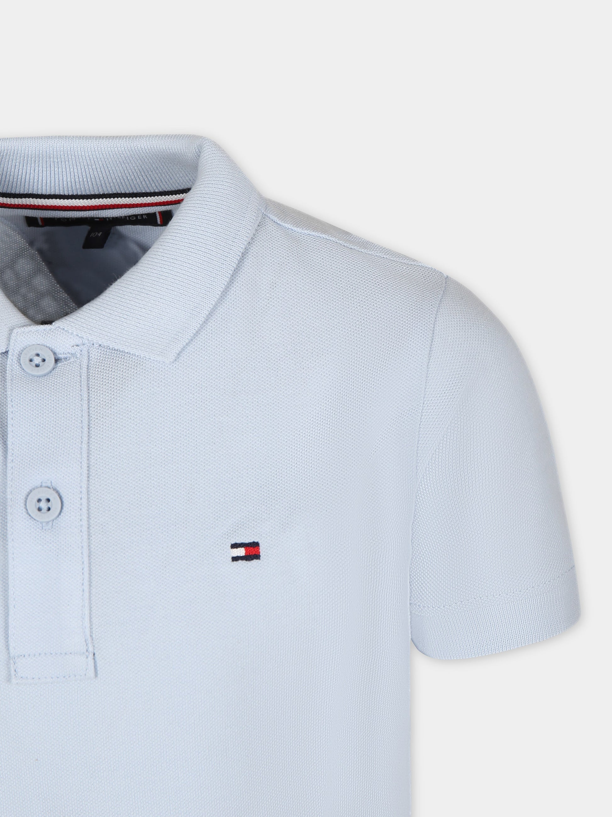 Polo celeste per bambino con logo,Tommy Hilfiger Junior,24SMTHKB0KB09103 C1O