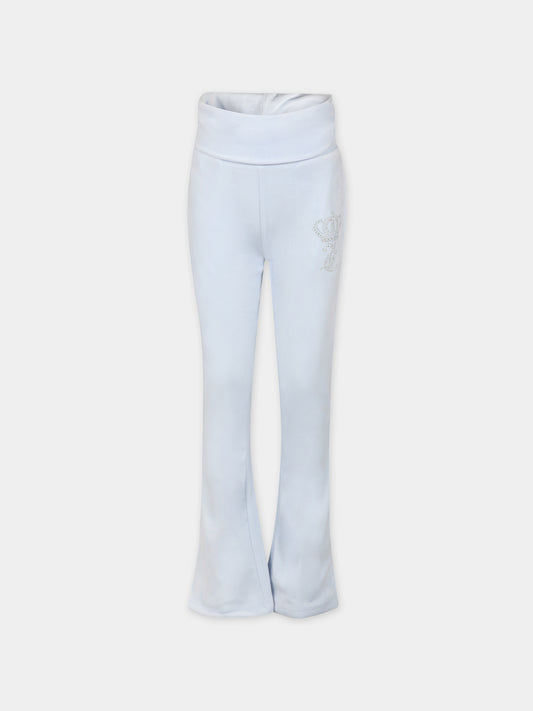 Pantaloni celesti per bambina con logo,Juicy Couture,24SMJCJBX6367 E44