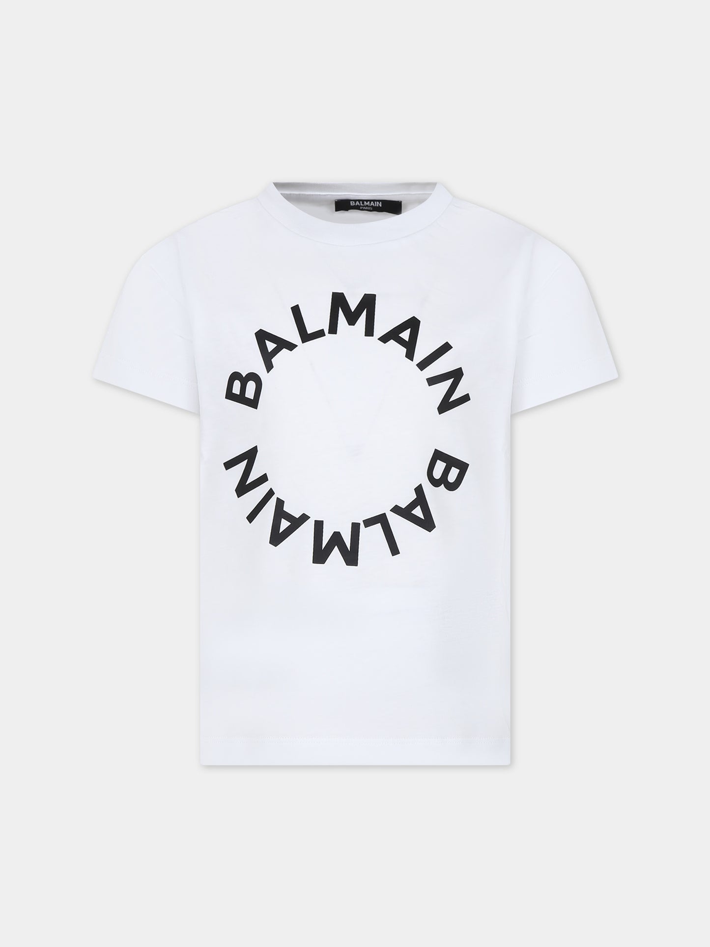 T-shirt bianca per bambini con logo,Balmain Kids,BU8R31 Z0082 100NE