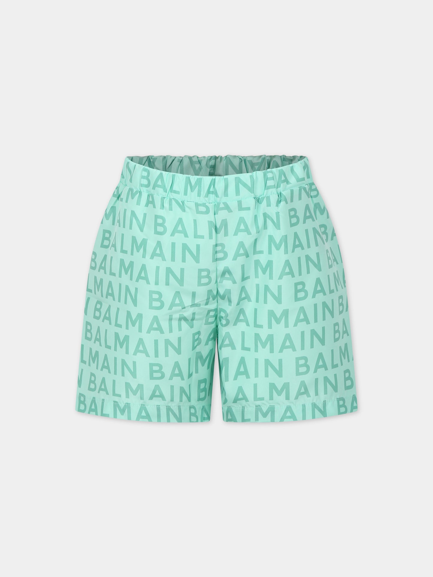 Boxer mare verde bambino con logo,Balmain Kids,BUCP29 Z2179 70A