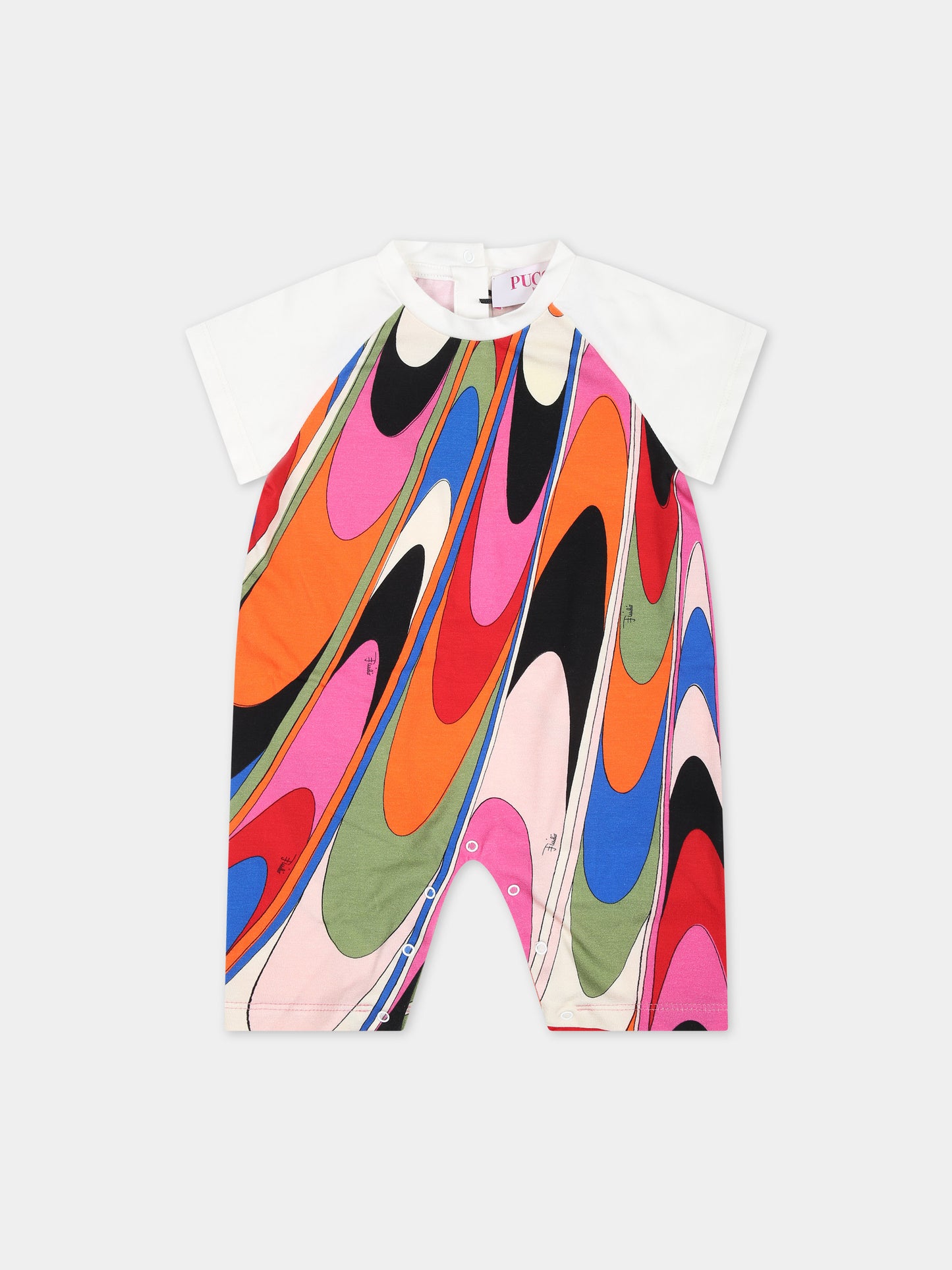 Set pagliaccetto multicolor per neonata con iconica stampa multicolor,Emilio Pucci Junior,PUB070 J0415 999