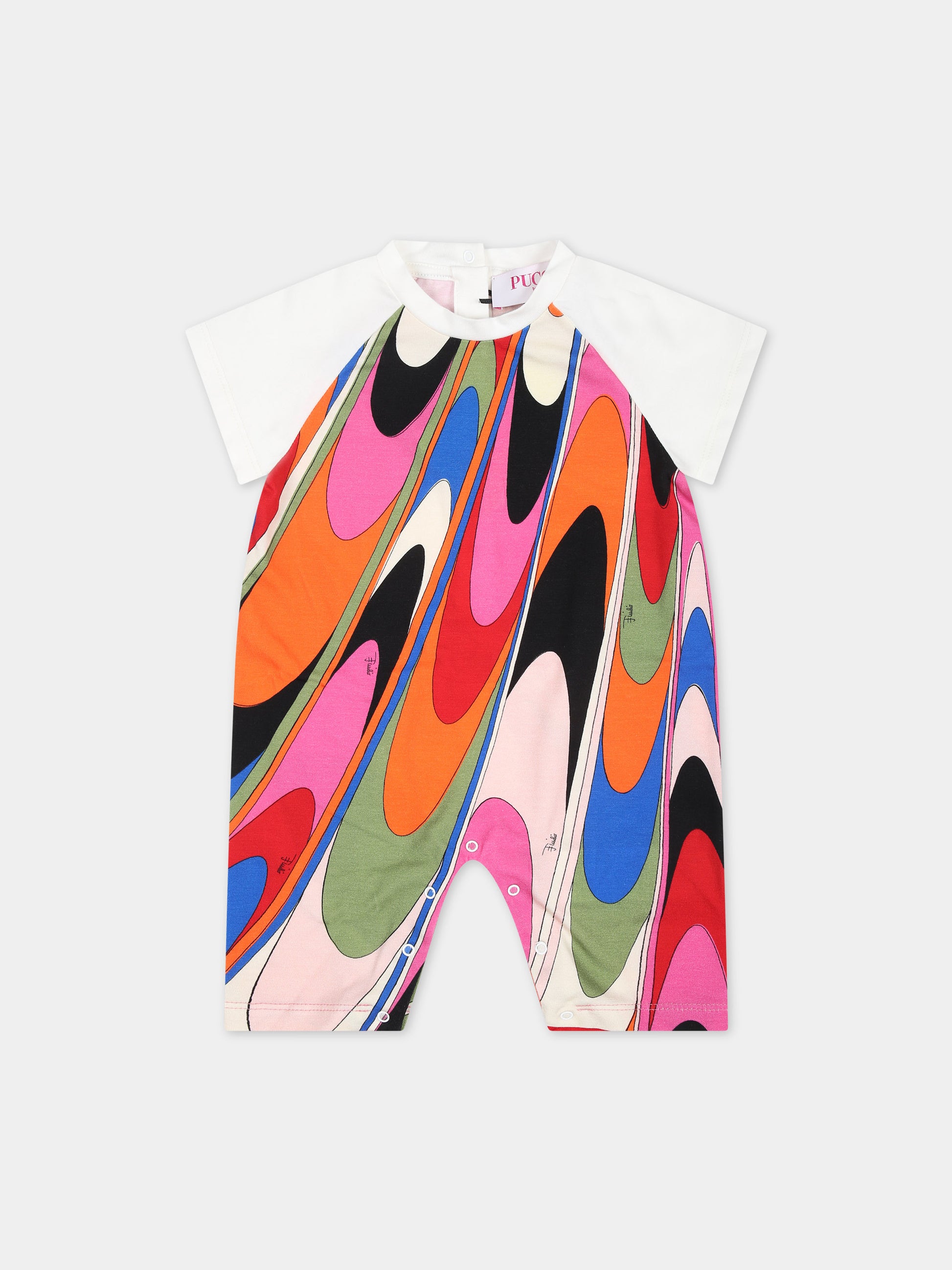 Set pagliaccetto multicolor per neonata con iconica stampa multicolor,Emilio Pucci Junior,PUB070 J0415 999