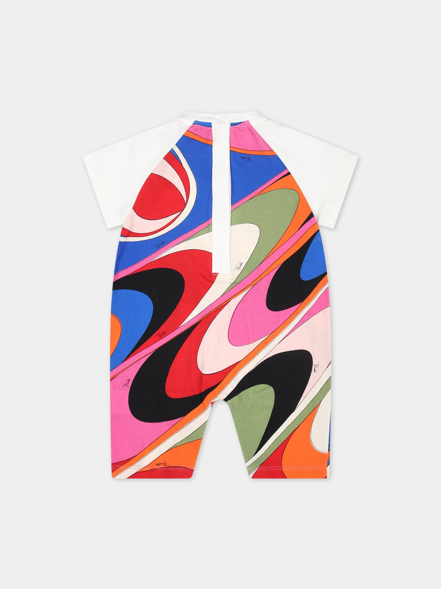 Set pagliaccetto multicolor per neonata con iconica stampa multicolor,Emilio Pucci Junior,PUB070 J0415 999