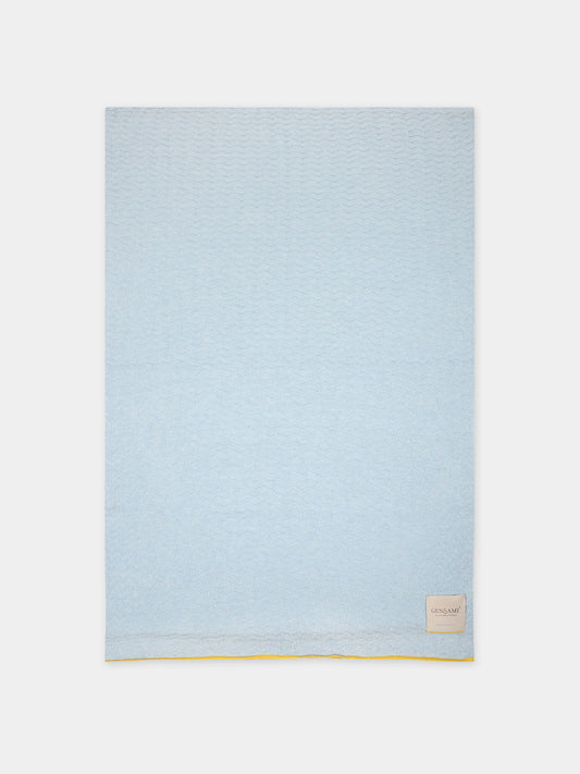 Coperta celeste per neonato con logo,Gensami,COP01 B ONDA BLUE SKY