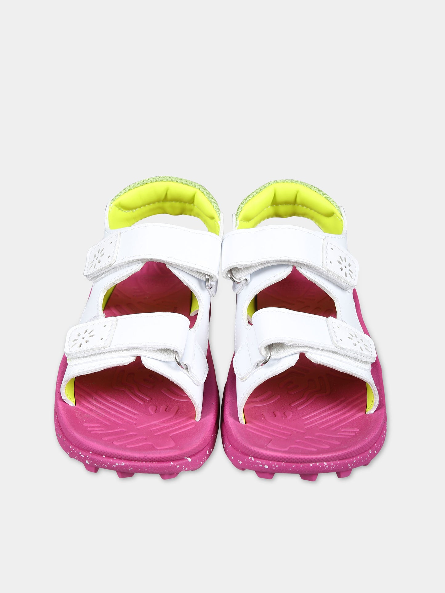 Sandali Gaho bianchi per bambina con logo,Flower Mountain,1N17 001 0502902 06