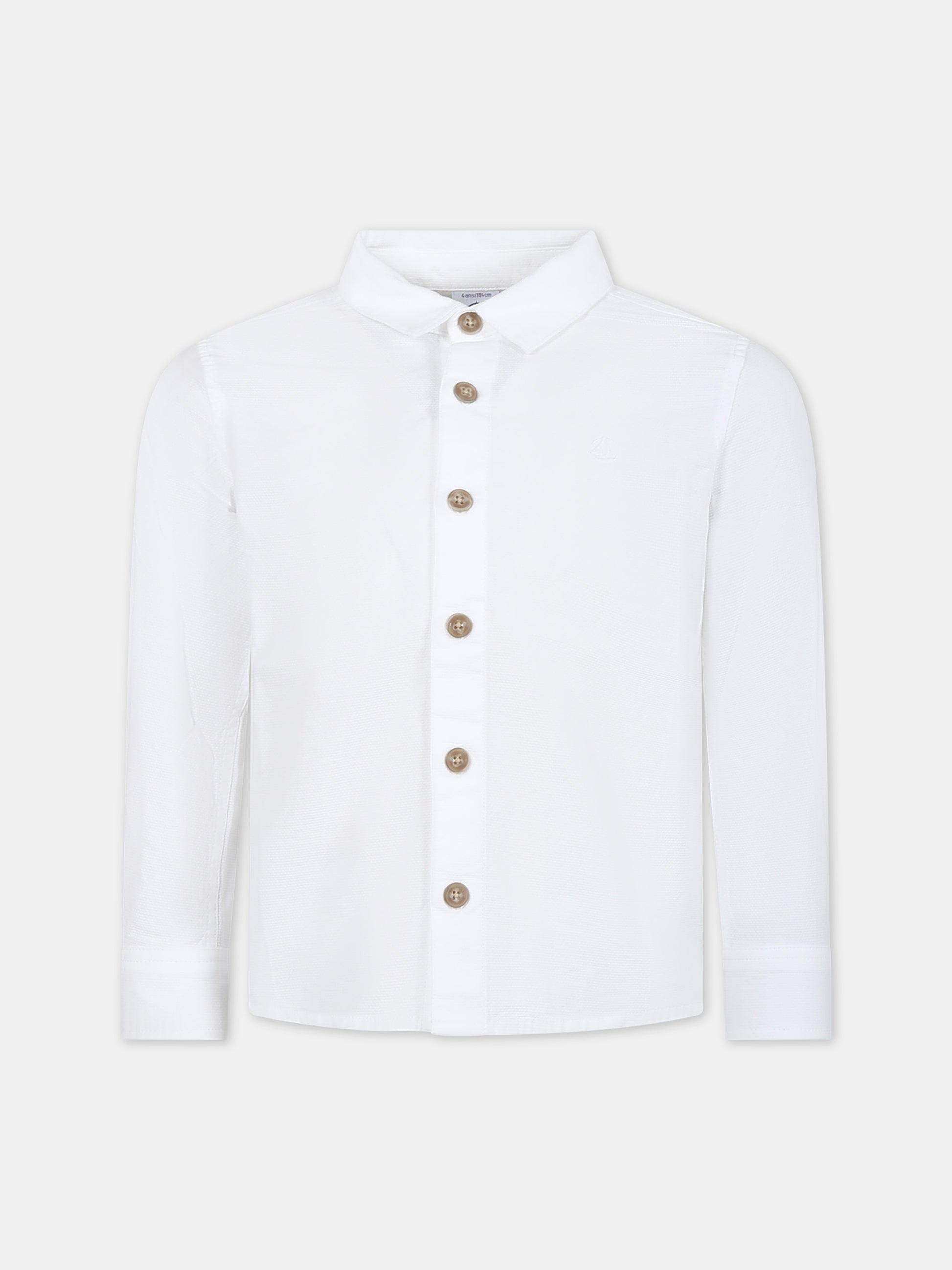 Camicia bianca per bambino,Petit Bateau,A09O5 01 ECUME