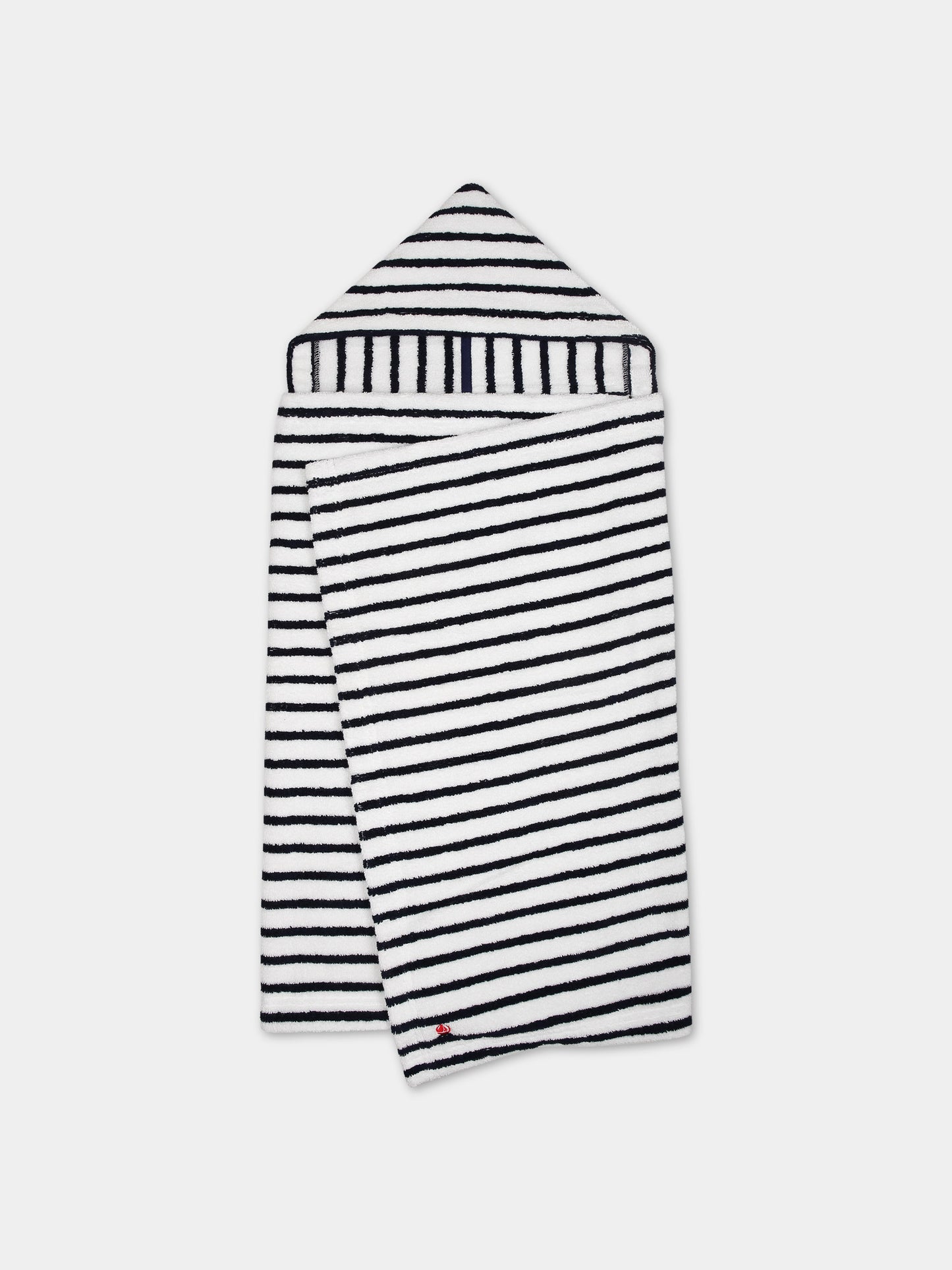 Accappatoio blu per neonato con righe,Petit Bateau,A08AT 86 LAIT/MEDIEVAL