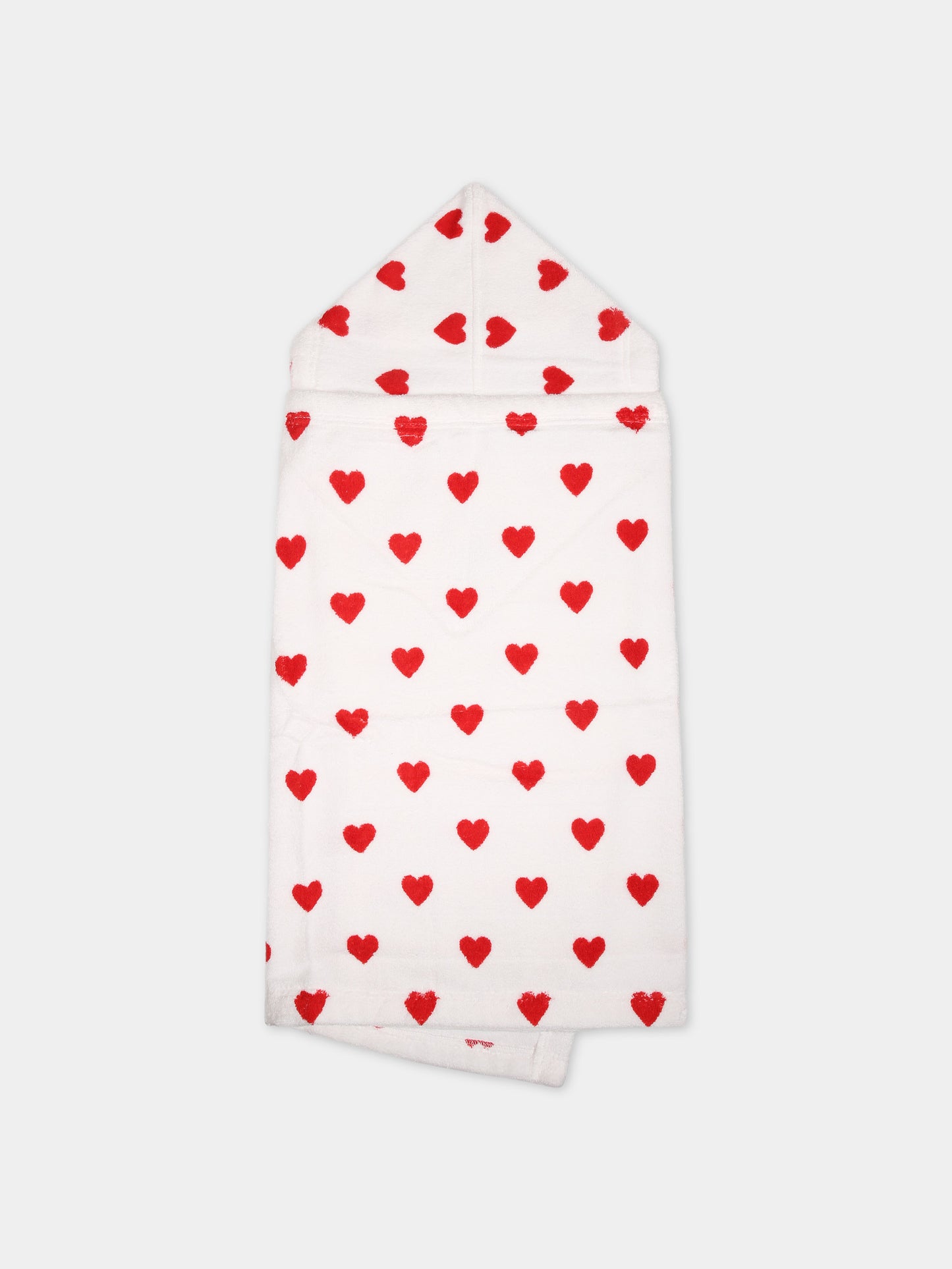Accappatoio bianco per neonata con cuori,Petit Bateau,A08SI 89 MARSHMALLOW/TERKUIT