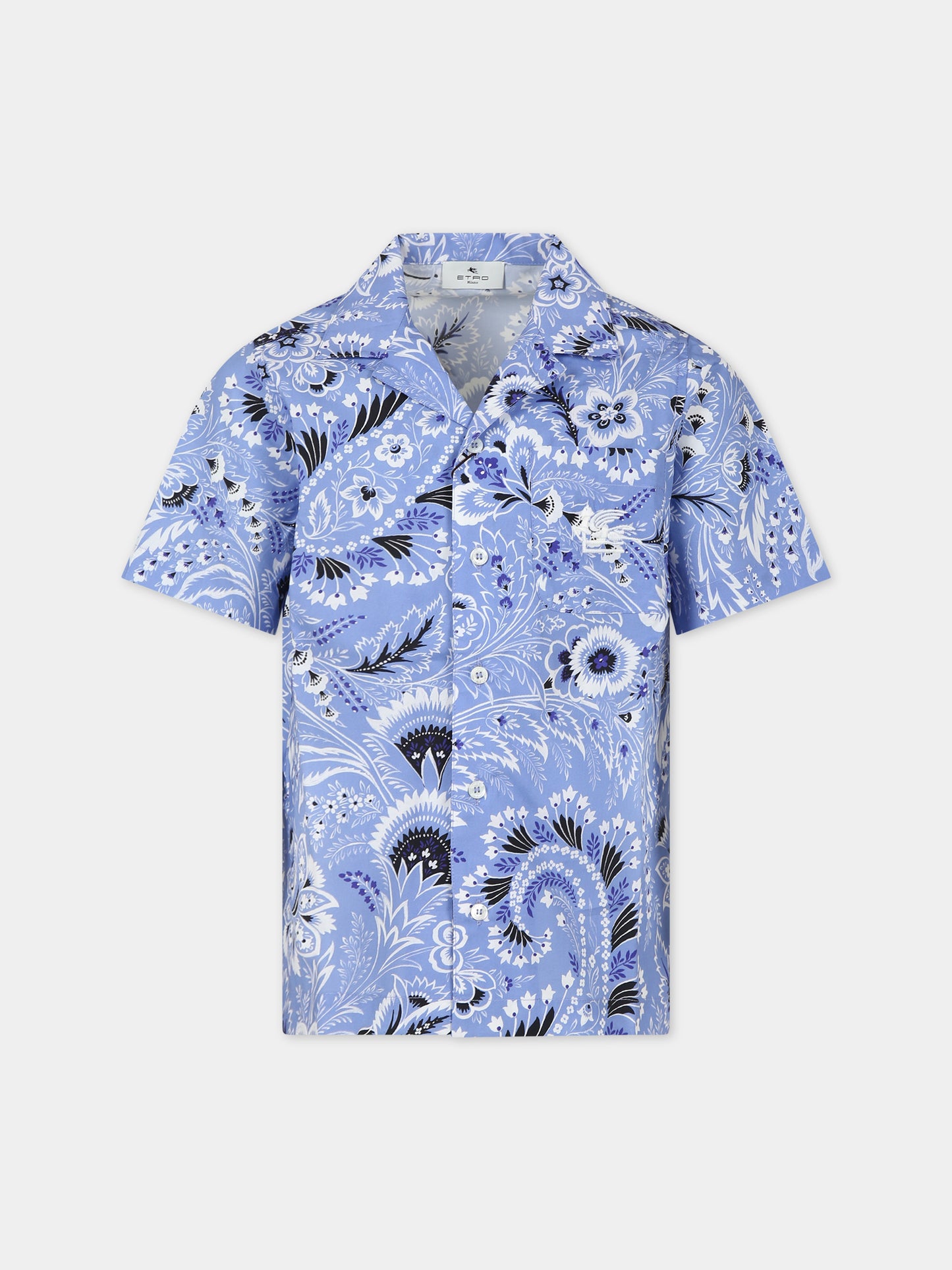 Camicia celeste per bambino con motivo paisley,Etro,GU5P01 P0417 654AV