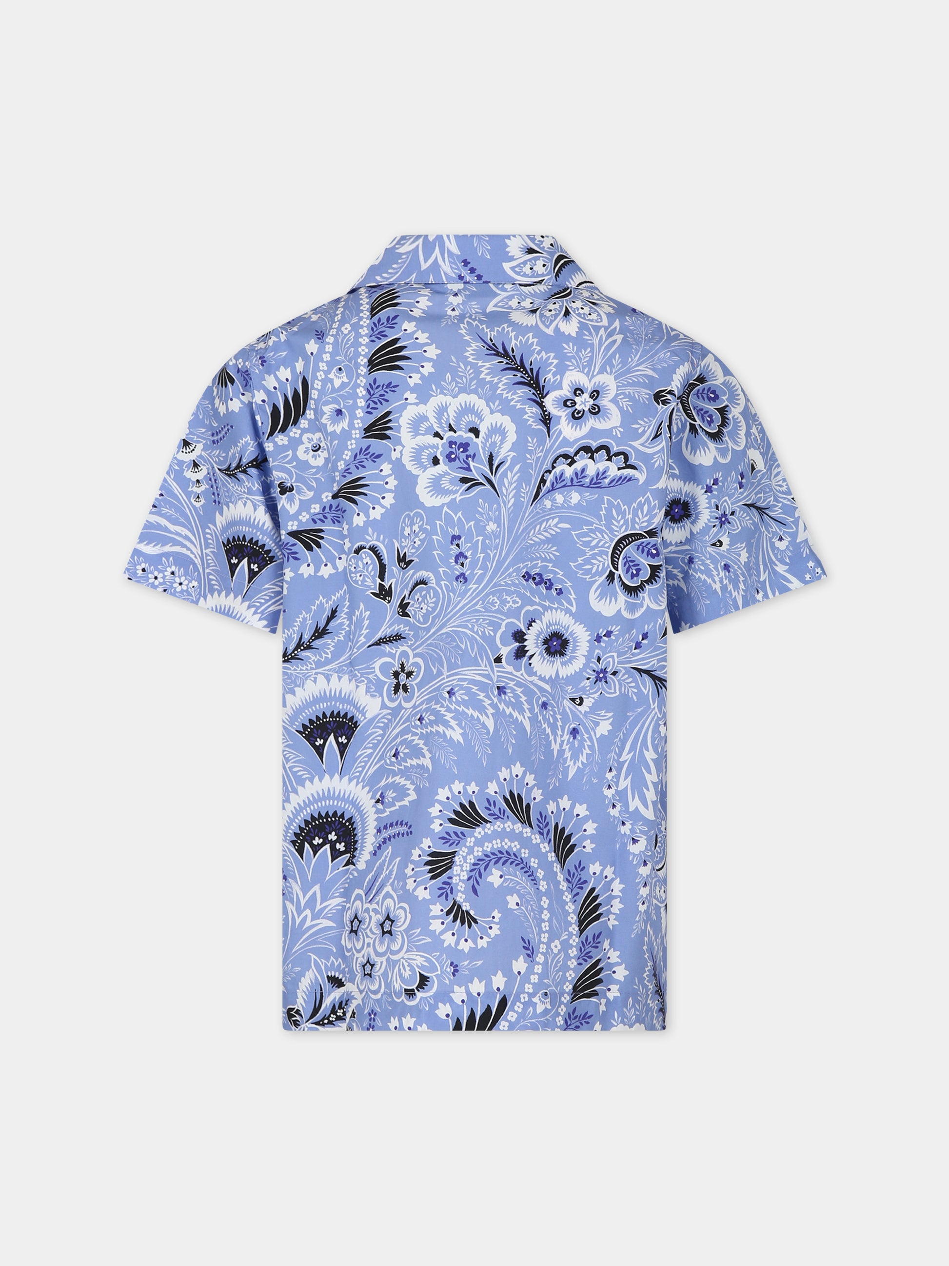 Camicia celeste per bambino con motivo paisley,Etro,GU5P01 P0417 654AV