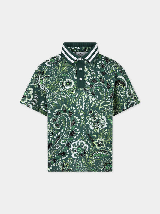 Polo verde per bambino con motivo paisley,Etro,GU8P51 J0398 719AV