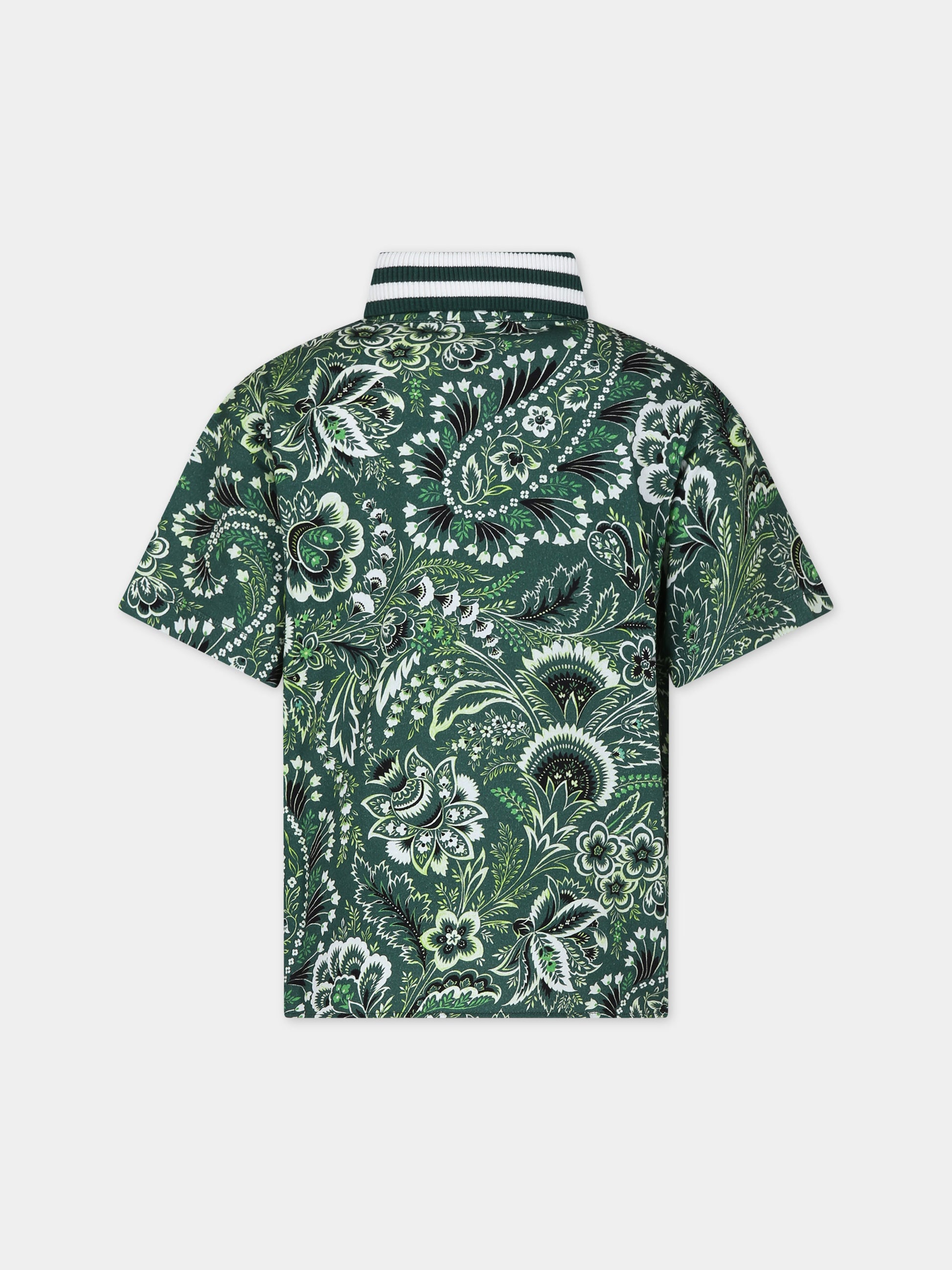 Polo verde per bambino con motivo paisley,Etro,GU8P51 J0398 719AV
