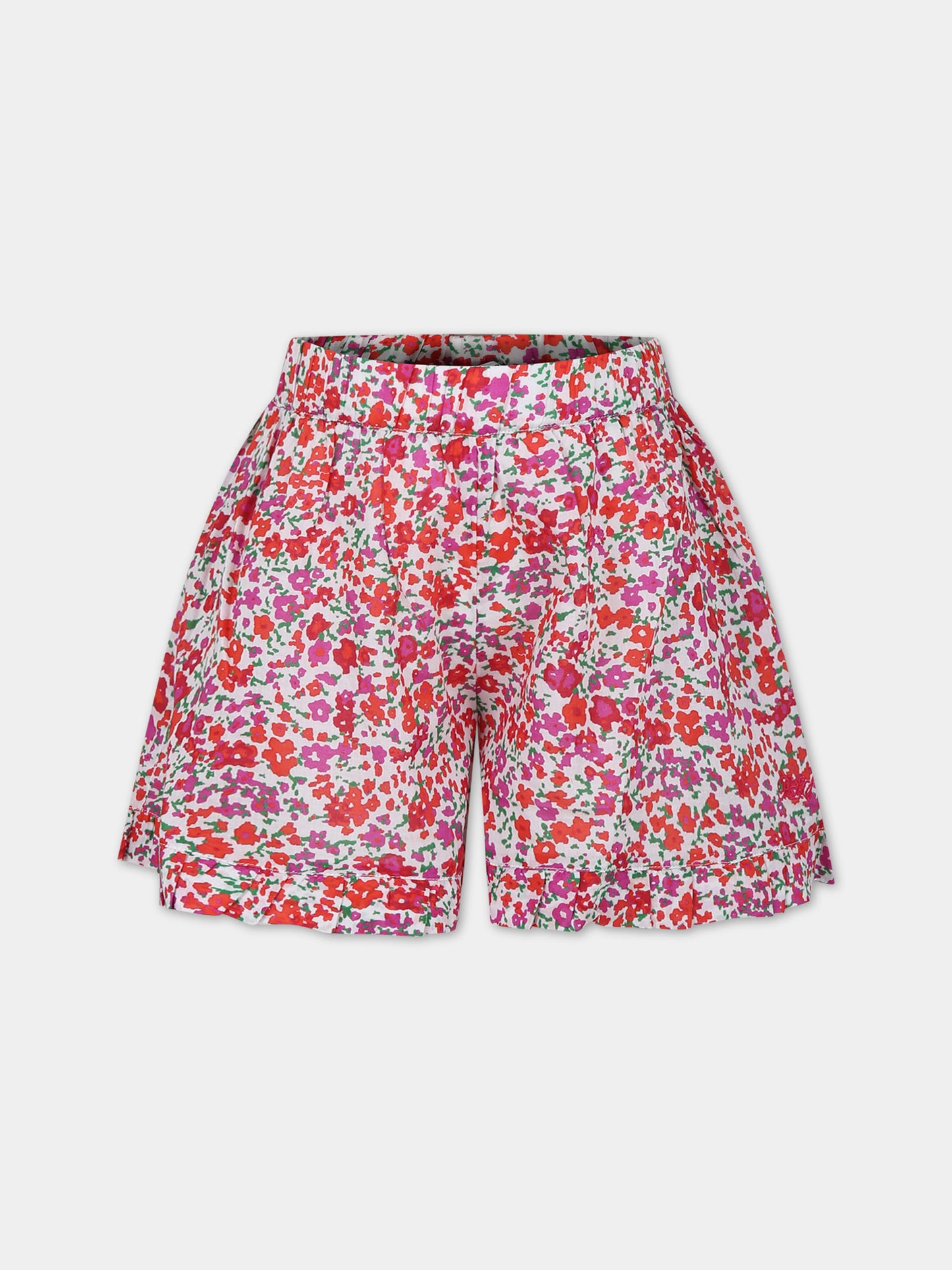 Shorts bianchi per bambina con stampa fiori,Philosophy,PFBE009 C CF018 D999