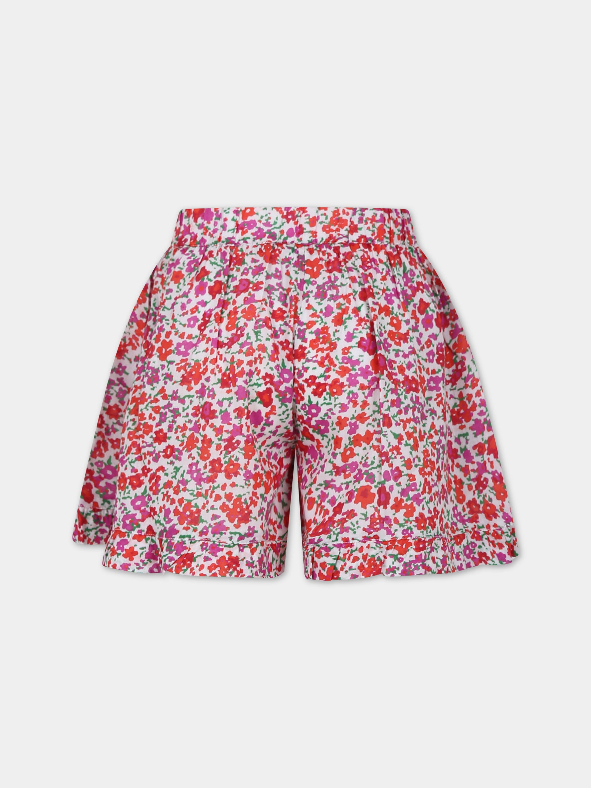 Shorts bianchi per bambina con stampa fiori,Philosophy,PFBE009 C CF018 D999