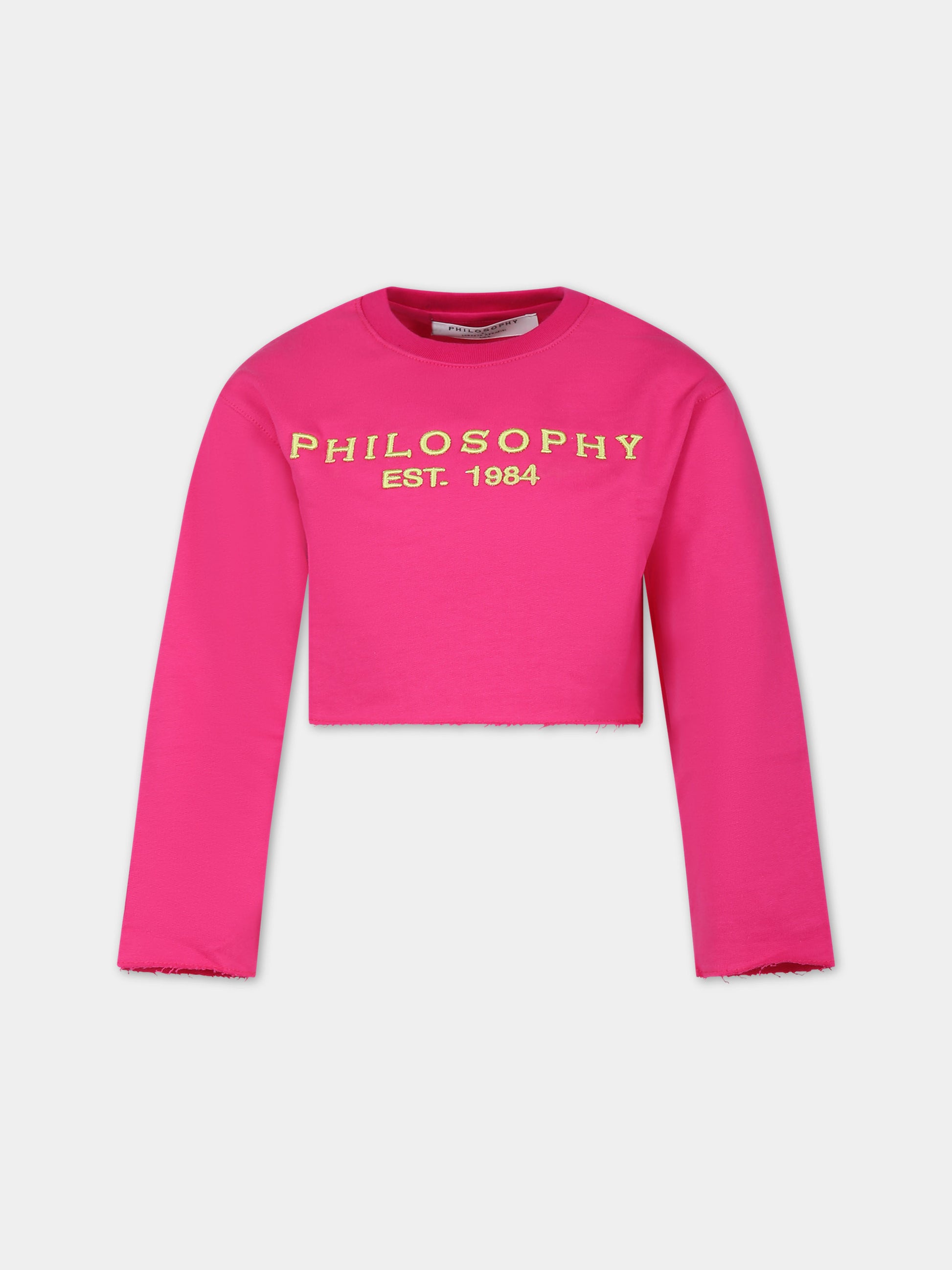 Felpa fucsia per bambina con logo,Philosophy,PFFE011 0 FF002 8014