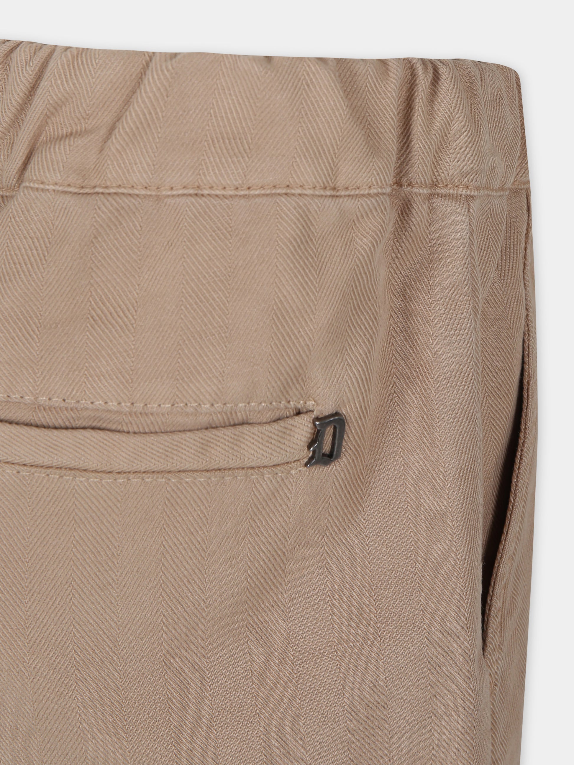 Shorts beige per bambino con logo,Dondup Kids,DMBE007 0 LC005 0034