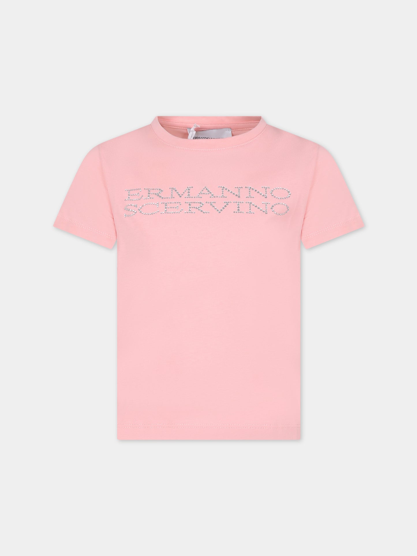 T-shirt rosa per bambina con logo,Ermanno Scervino Junior,SFTS012 C JF063 C017