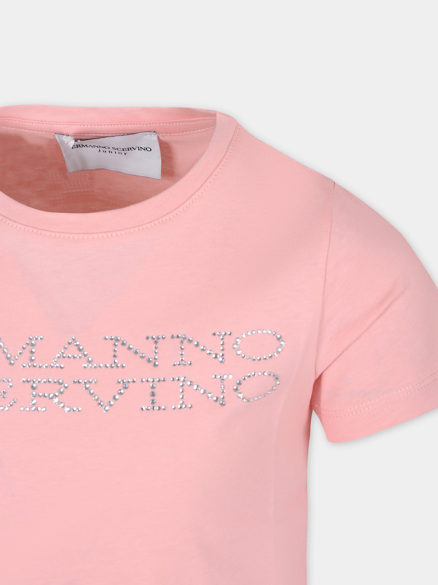 T-shirt rosa per bambina con logo,Ermanno Scervino Junior,SFTS012 C JF063 C017