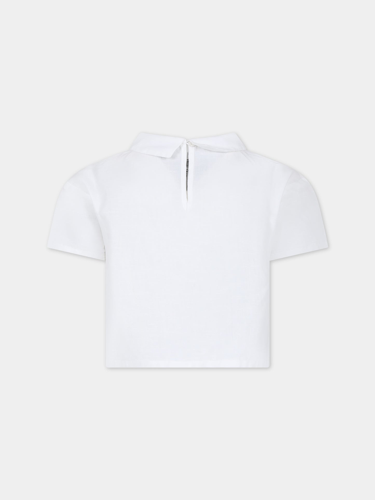 Top bianco per bambina con ricamo,Ermanno Scervino Junior,SFCA014 C LC006 B000