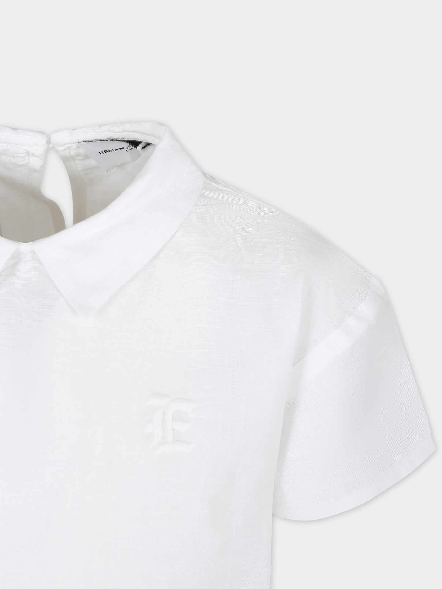 Top bianco per bambina con ricamo,Ermanno Scervino Junior,SFCA014 C LC006 B000