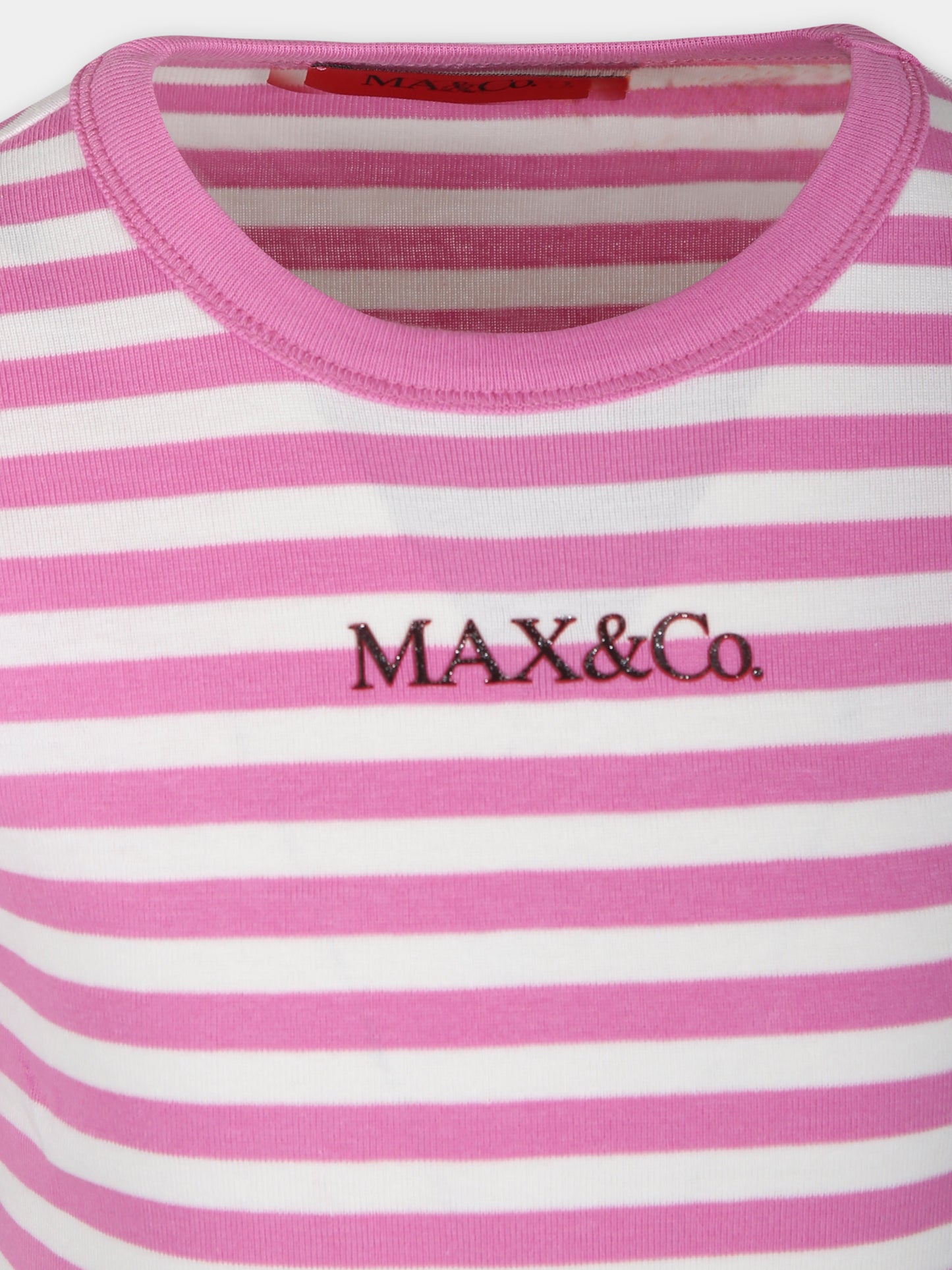 T-shirt fucsia per bambina con logo,Max&co,MX0006 MX008 MAXT2F MX300