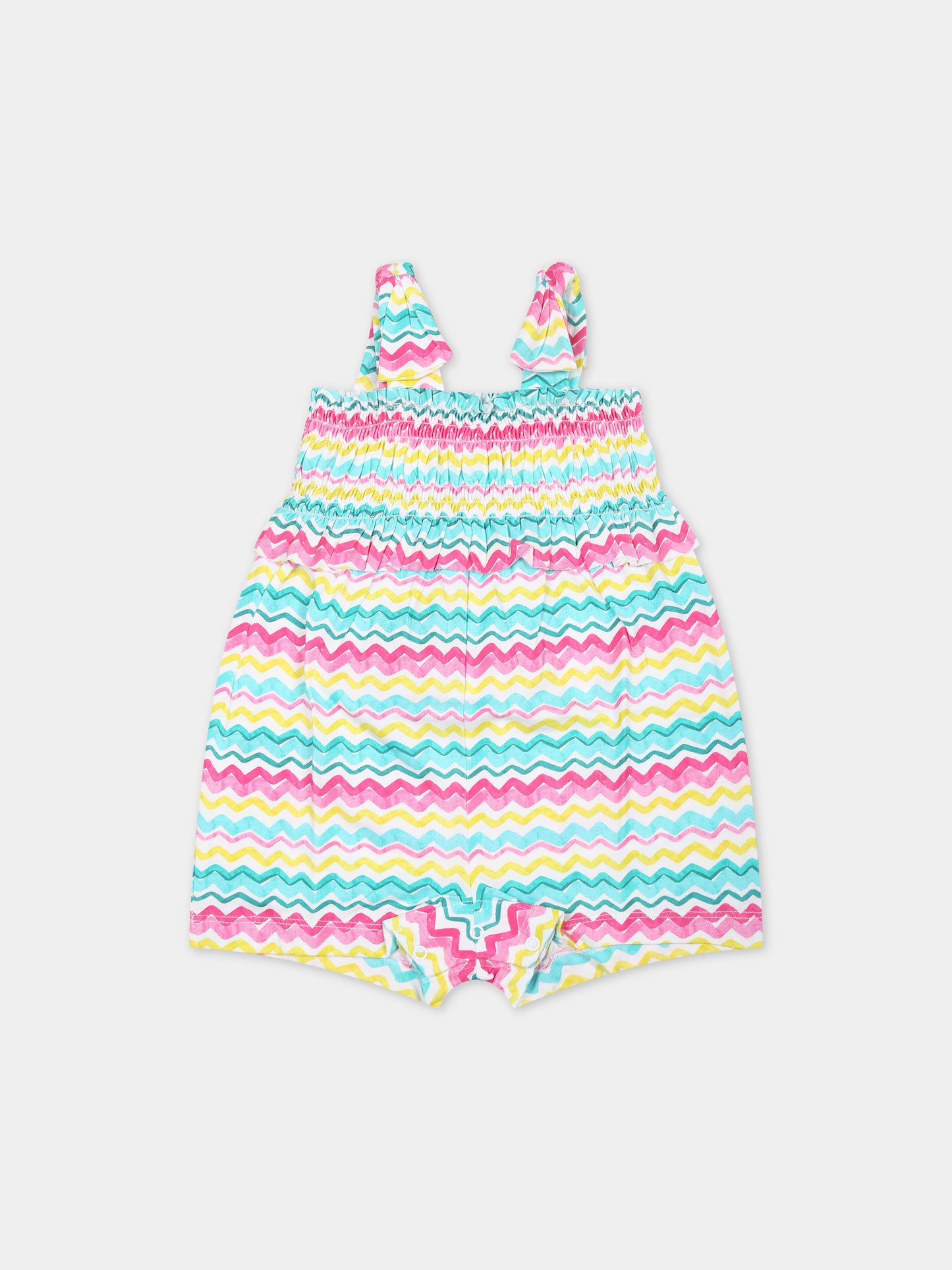 Jumpsuit bianca per neonata con righe multicolor,Mayoral,1841 070