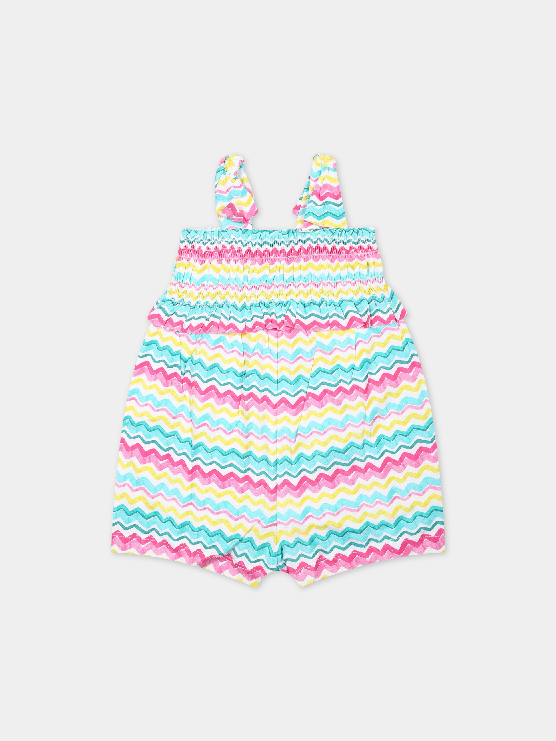 Jumpsuit bianca per neonata con righe multicolor,Mayoral,1841 070