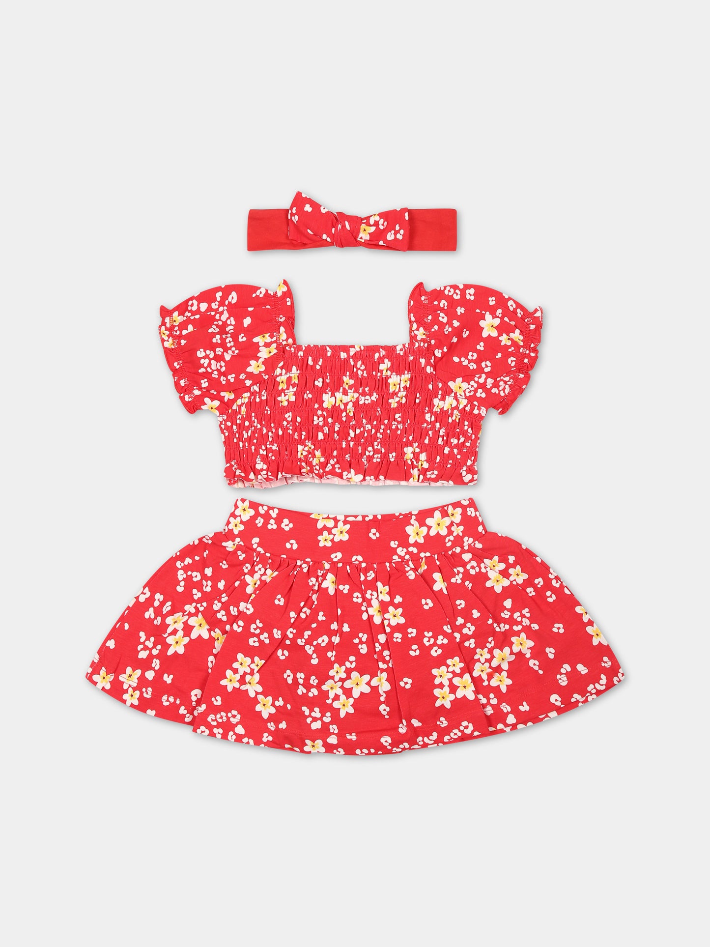 Completo rosso per neonata con stampa fiori,Mayoral,1934 015