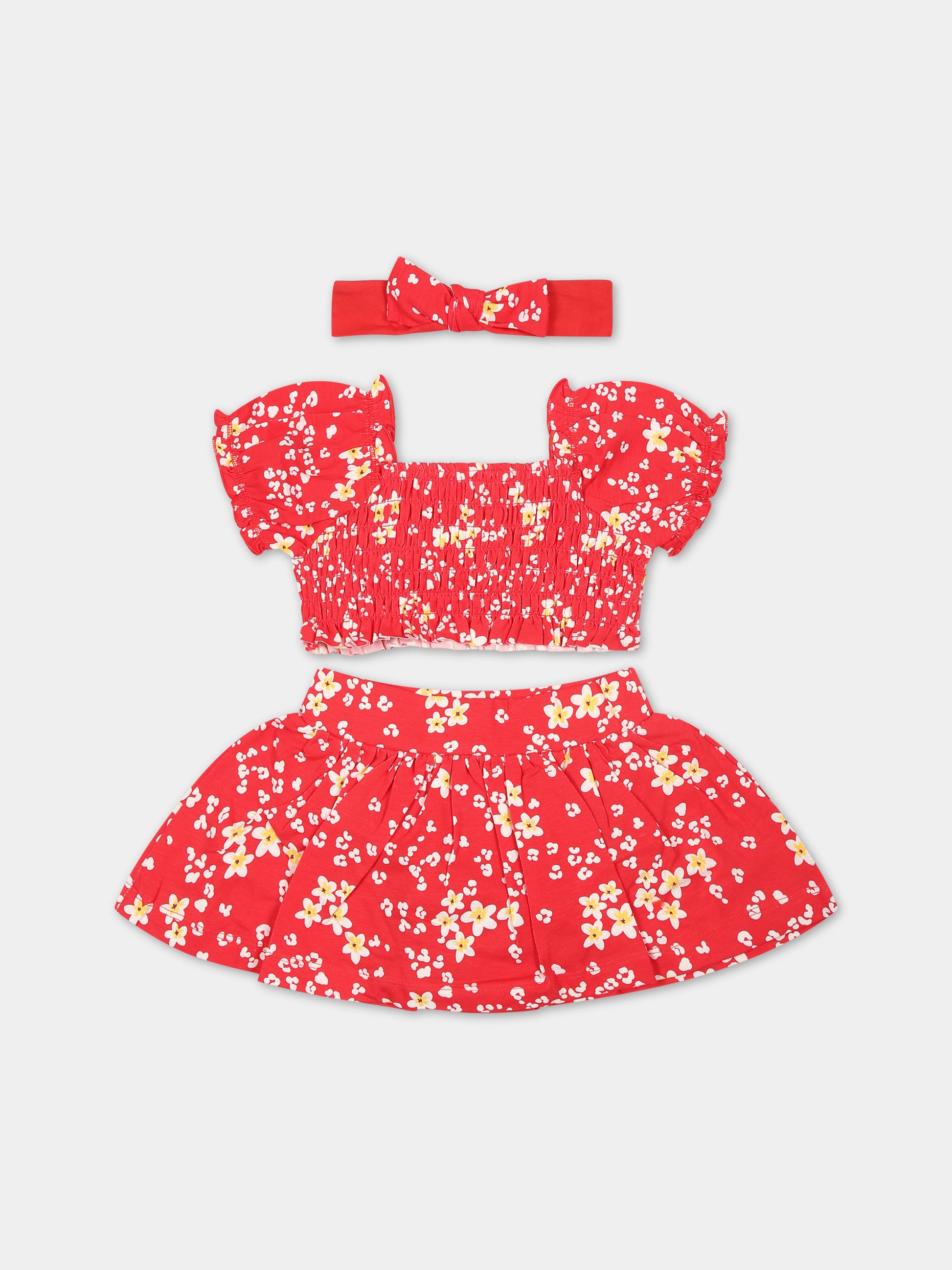 Completo rosso per neonata con stampa fiori,Mayoral,1934 015