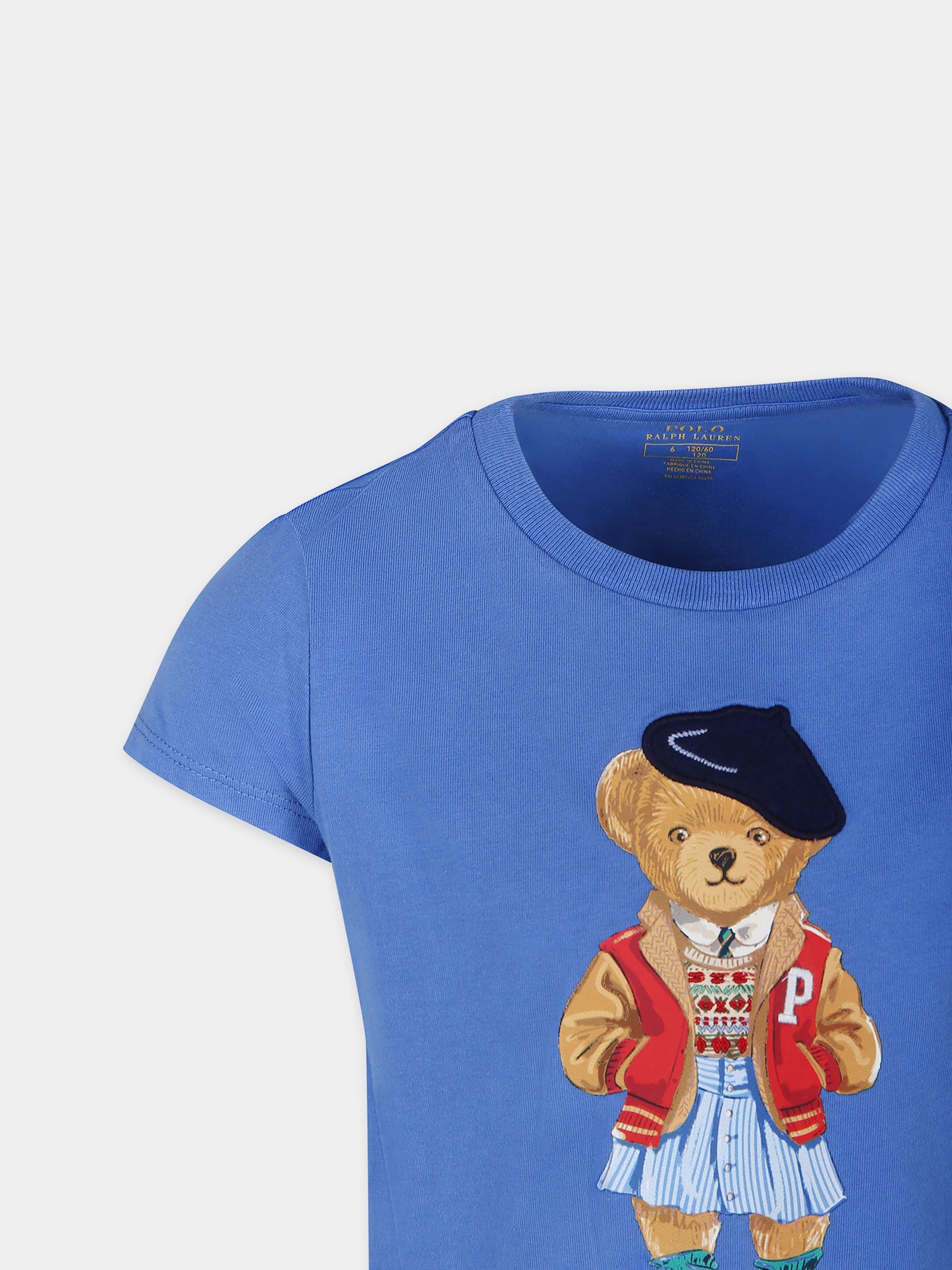 Vestito azzurro per bambina con Polo Bear,Ralph Lauren Kids,934978001