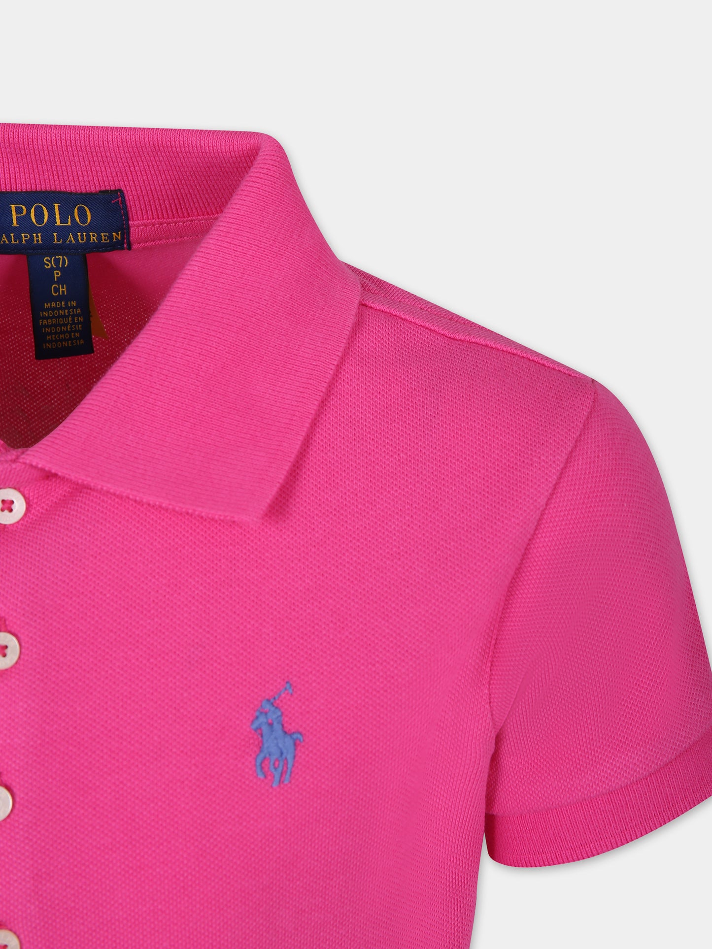 Vestito fucsia per bambina con cavallino,Ralph Lauren Kids,698754080