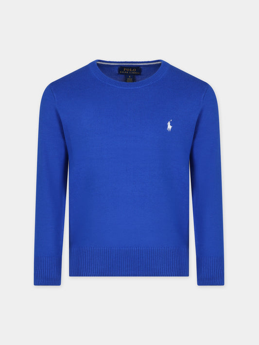 Maglione blu per bambino con ricamo,Ralph Lauren Kids,799887041