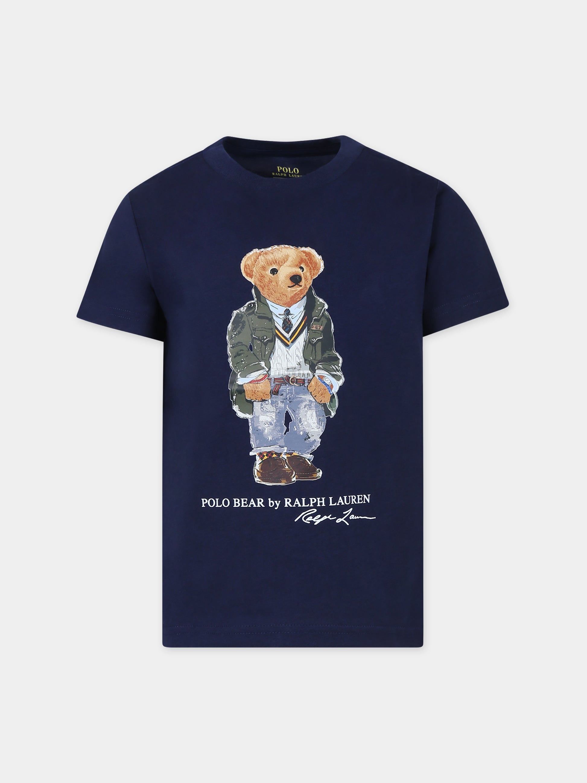 T-shirt blu per bambino con Polo Bear,Ralph Lauren Kids,853828027