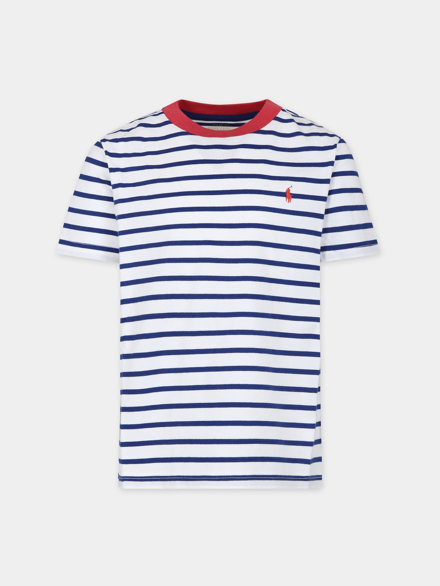 T-shirt blu per bambino con ricamo,Ralph Lauren Kids,934201001