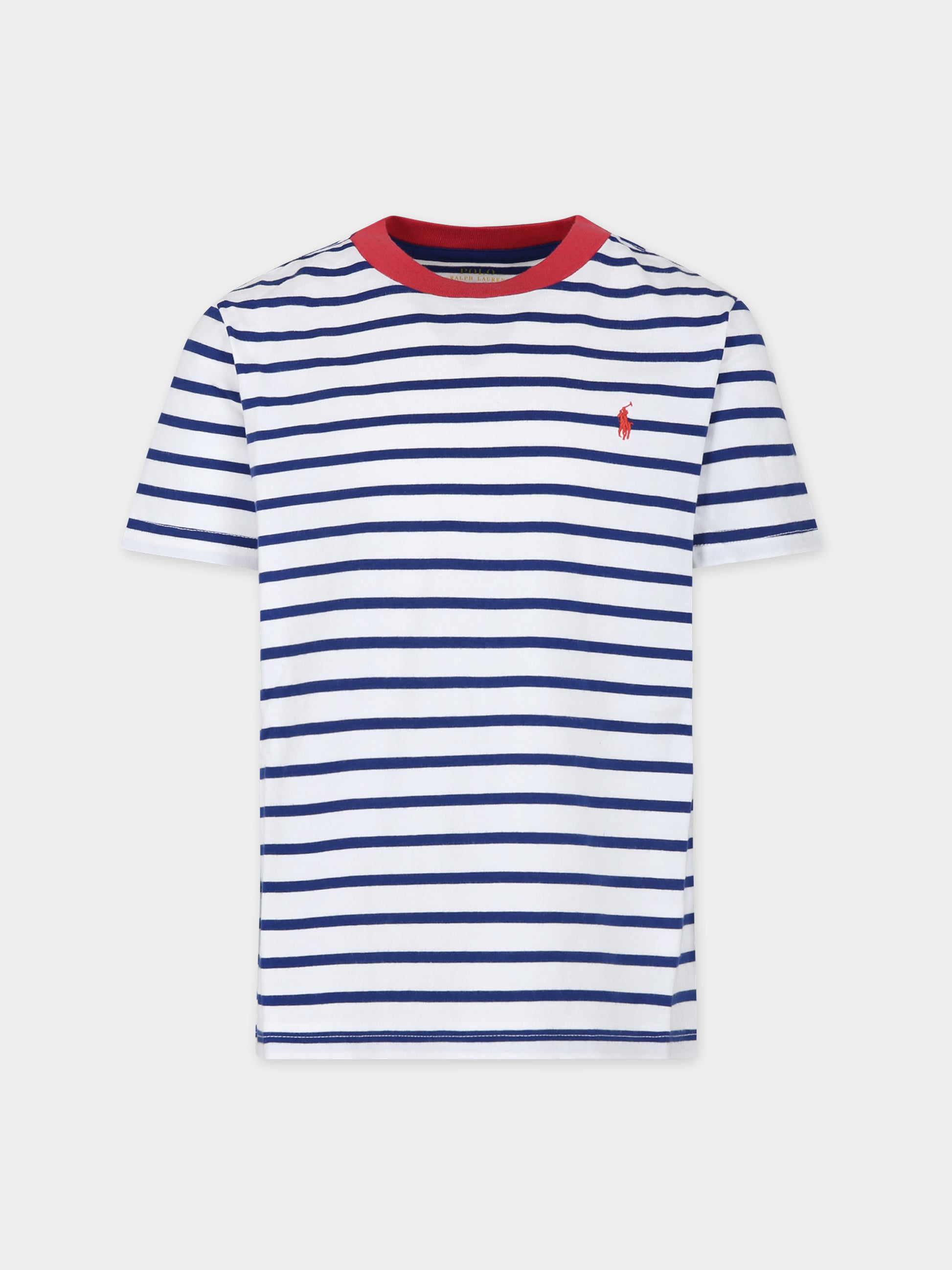 T-shirt blu per bambino con ricamo,Ralph Lauren Kids,934201001