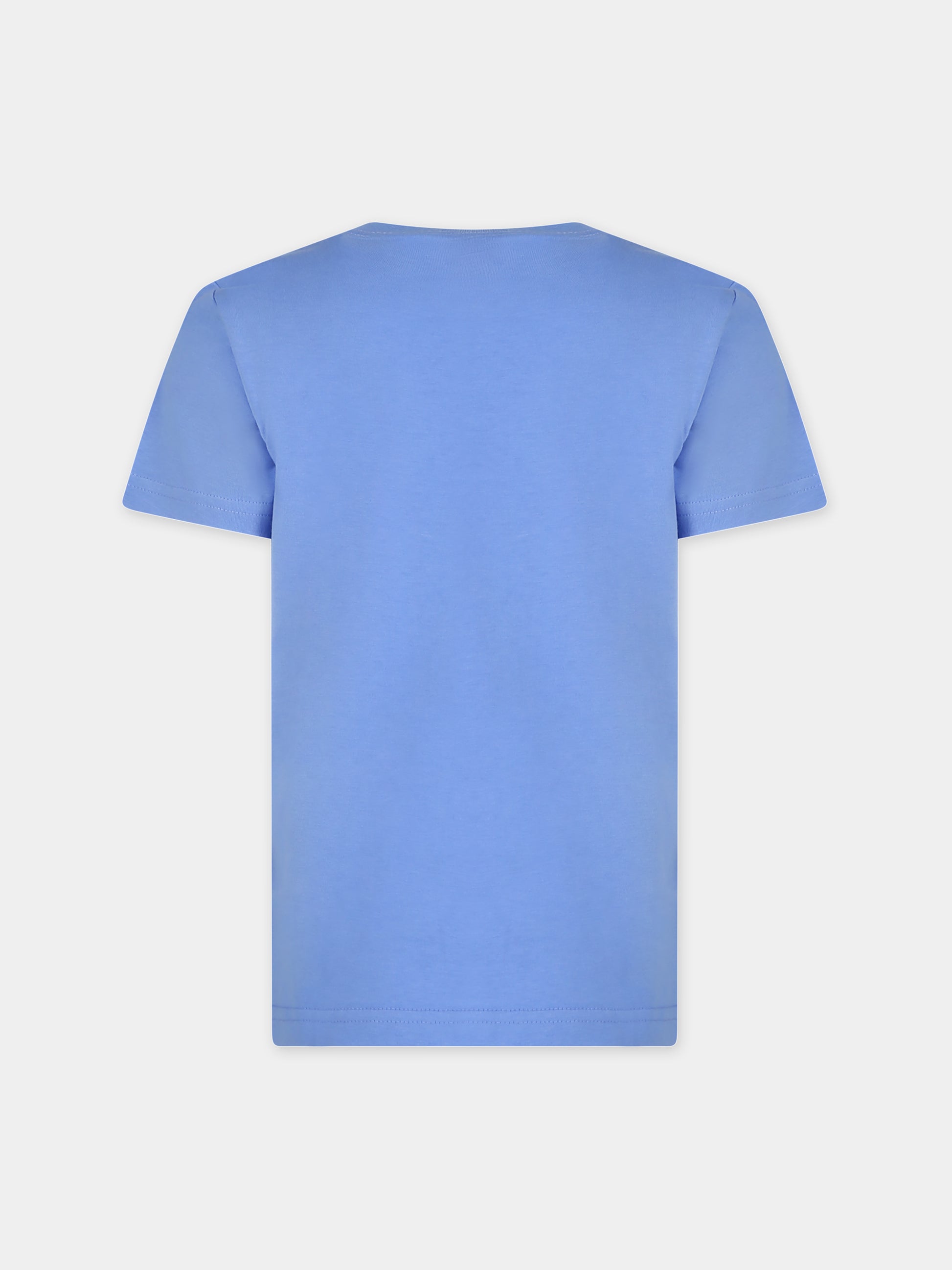 T-shirt azzurra per bambino con stampa cane,Ralph Lauren Kids,936100001