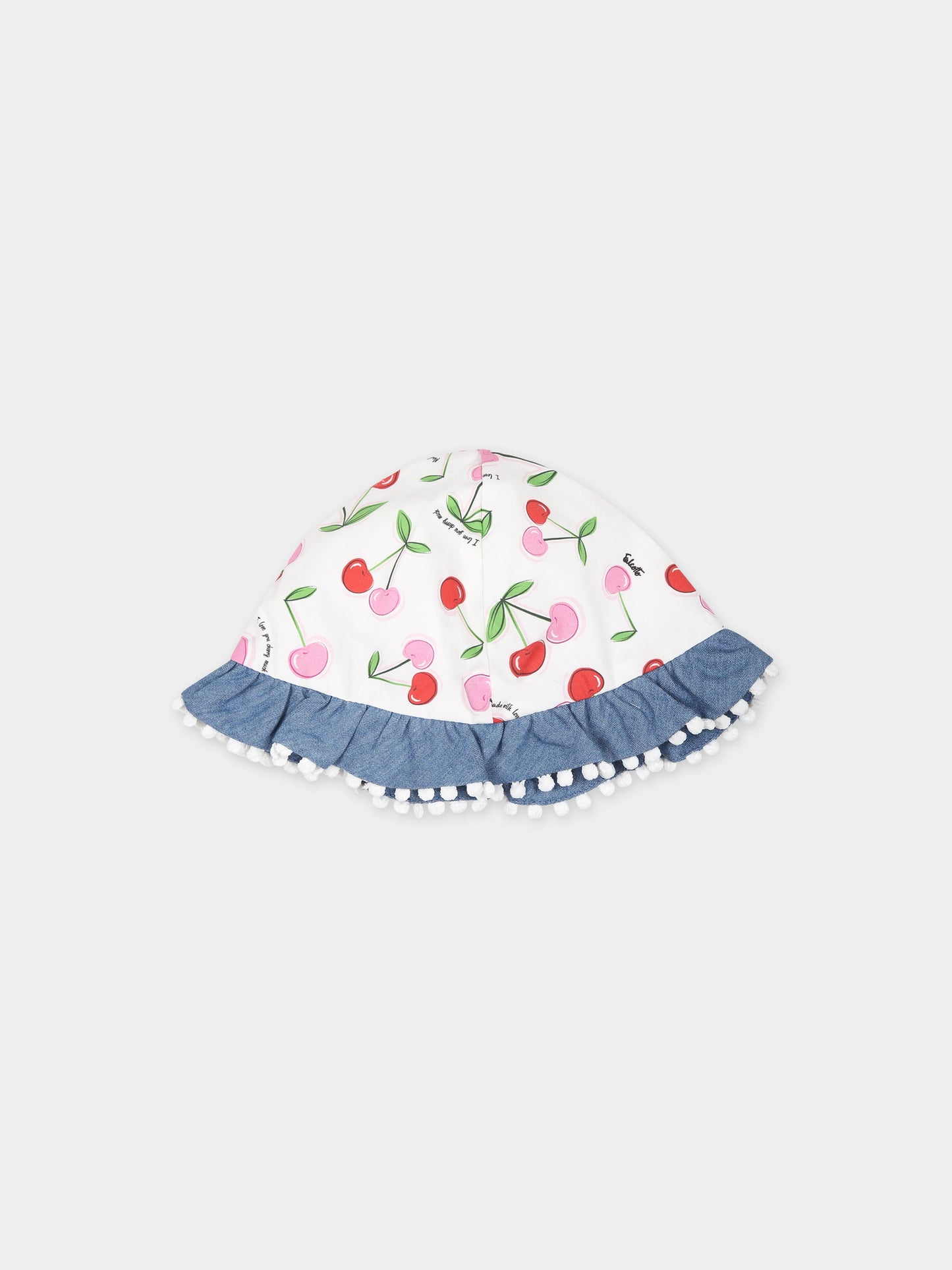 Cloche bianca per neonata con stampa ciliegie,Falcotto,001 6002220 01 1H09