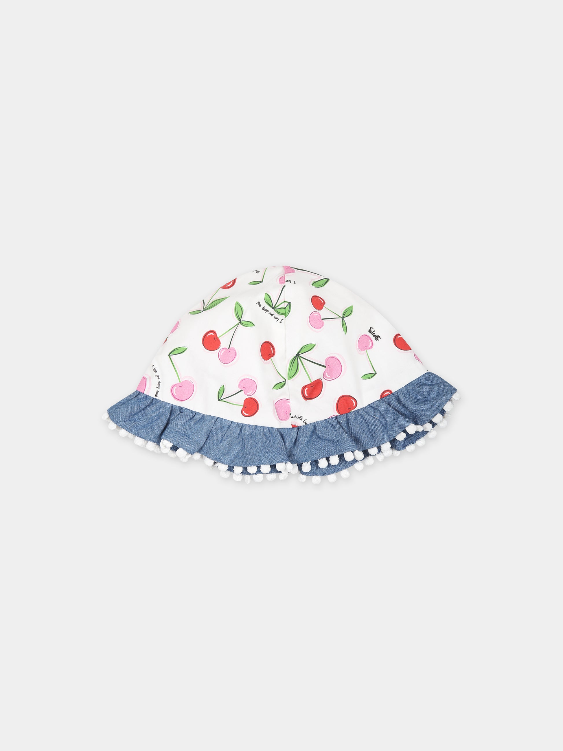 Cloche bianca per neonata con stampa ciliegie,Falcotto,001 6002220 01 1H09