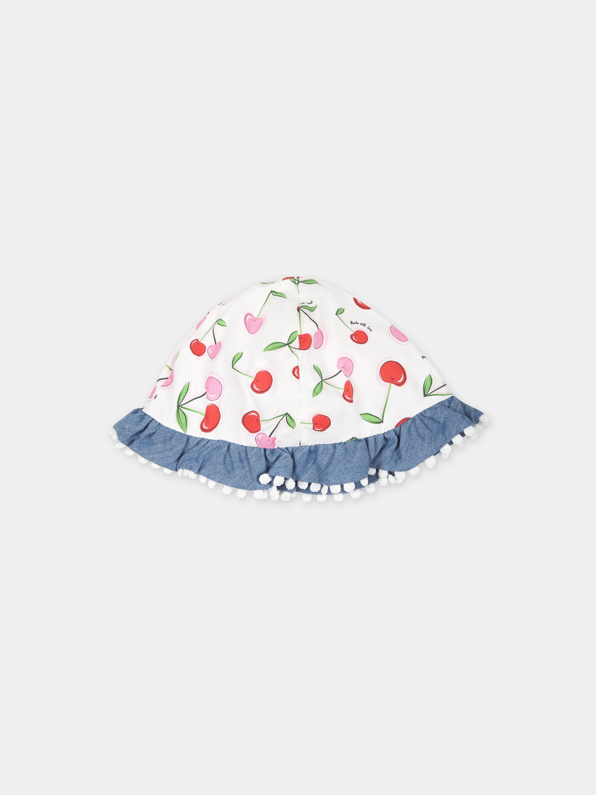 Cloche bianca per neonata con stampa ciliegie,Falcotto,001 6002220 01 1H09