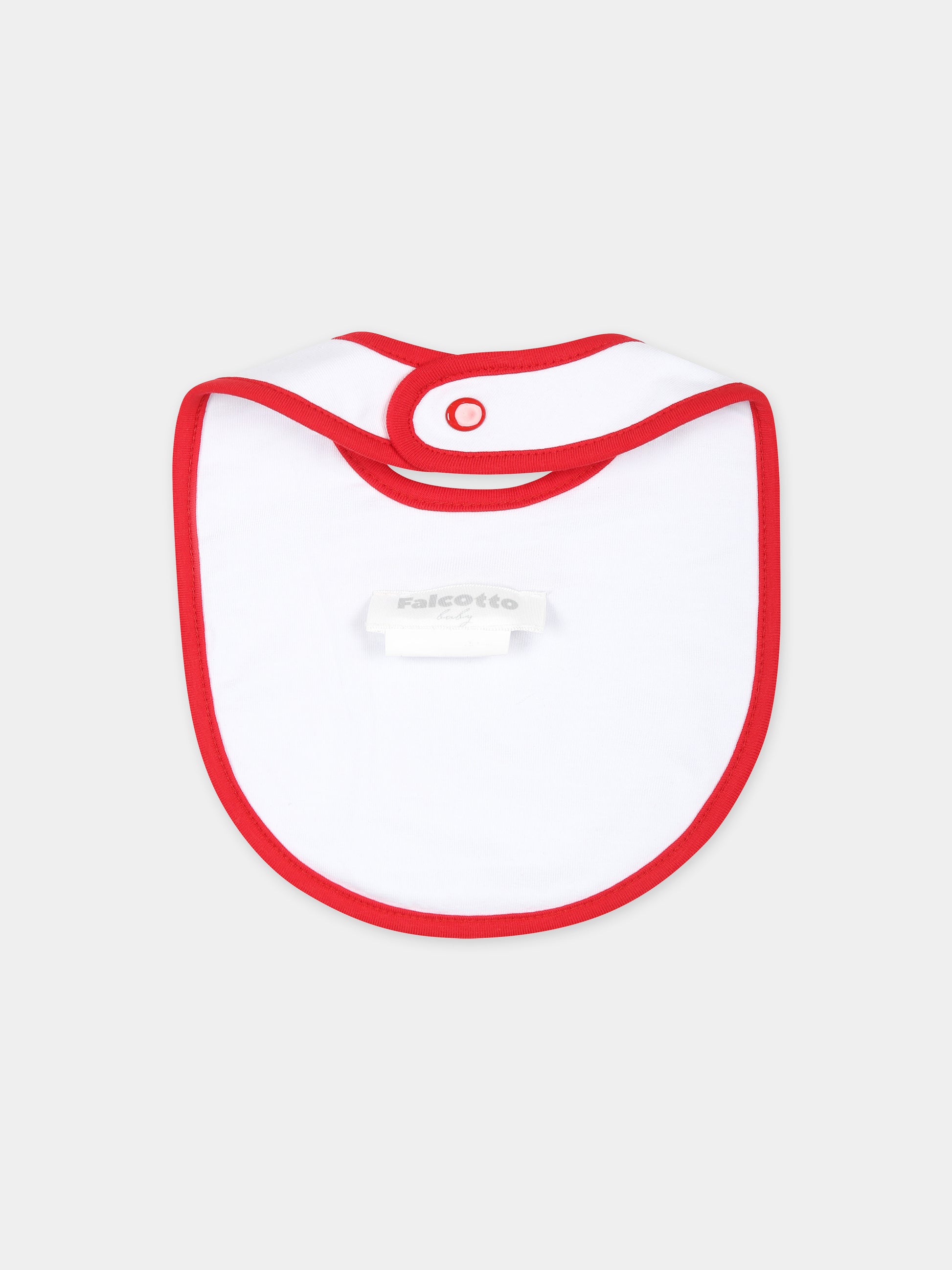 Bavaglino bianco per neonata con stampa ciliegie e logo,Falcotto,001 6002221 01 1H09