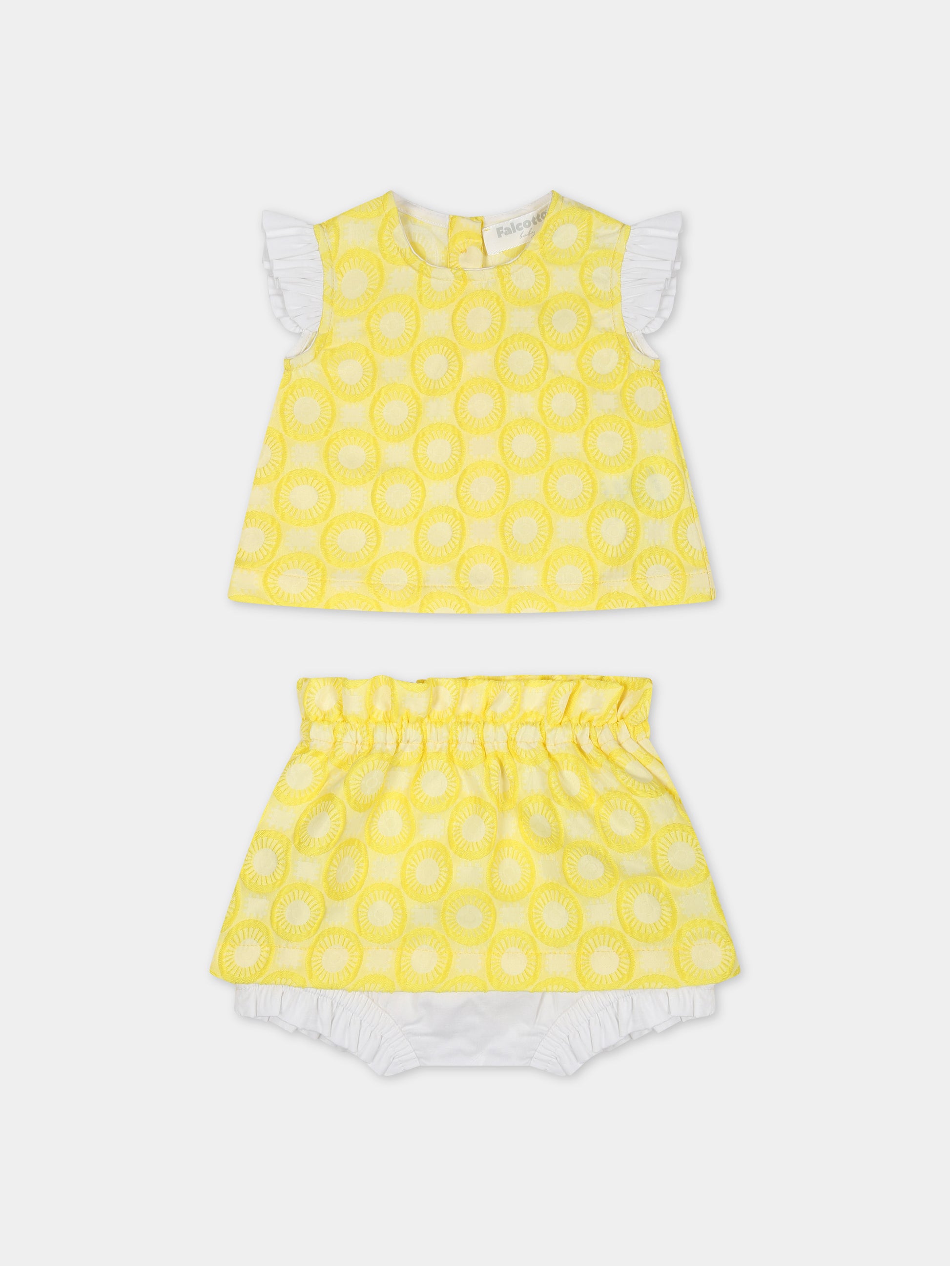 Vestito elegante giallo per neonata,Falcotto,001 6002223 01 0G04