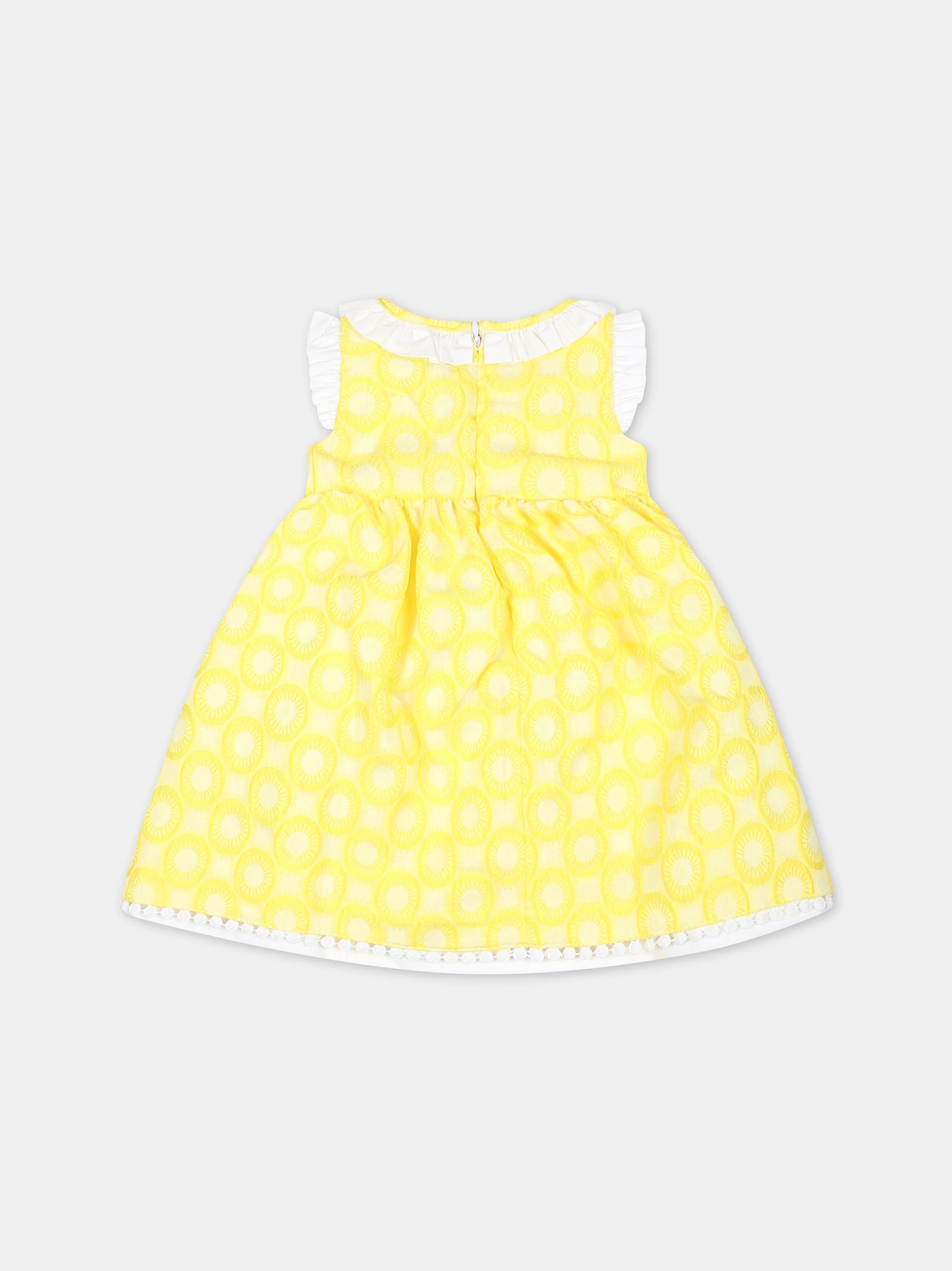 Vestito giallo per neonata con ricami,Falcotto,001 6002169 01 0G04