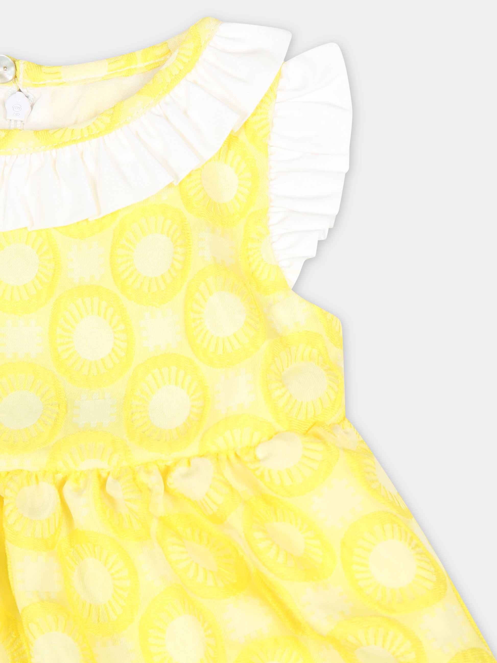 Vestito giallo per neonata con ricami,Falcotto,001 6002169 01 0G04